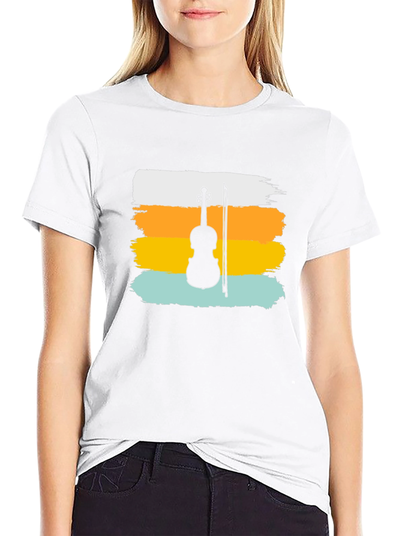 Violin Silhouette T-Shirt - Retro Style