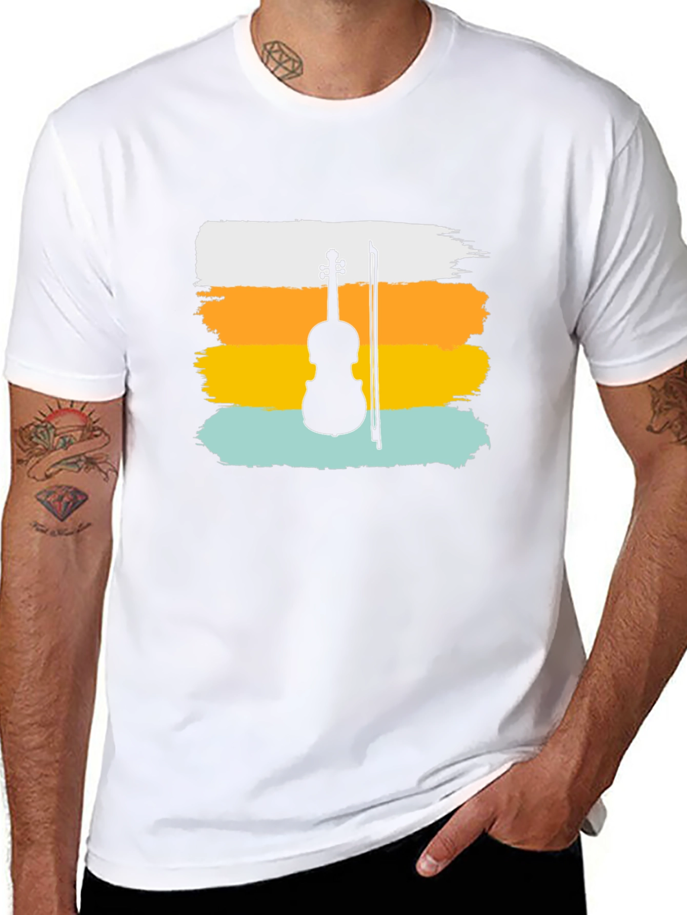 Violin Silhouette T-Shirt - Retro Style