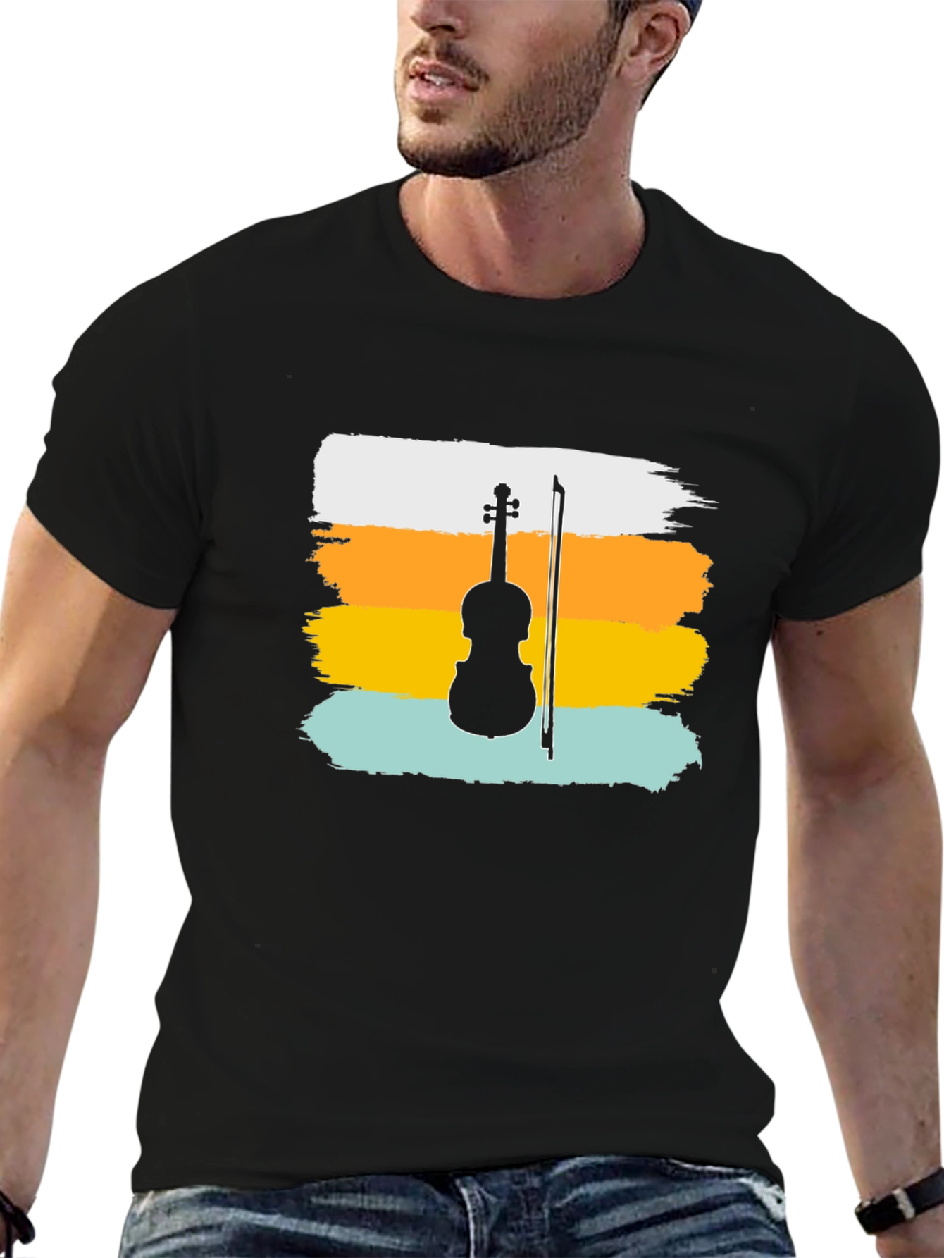 Violin Silhouette T-Shirt - Retro Style