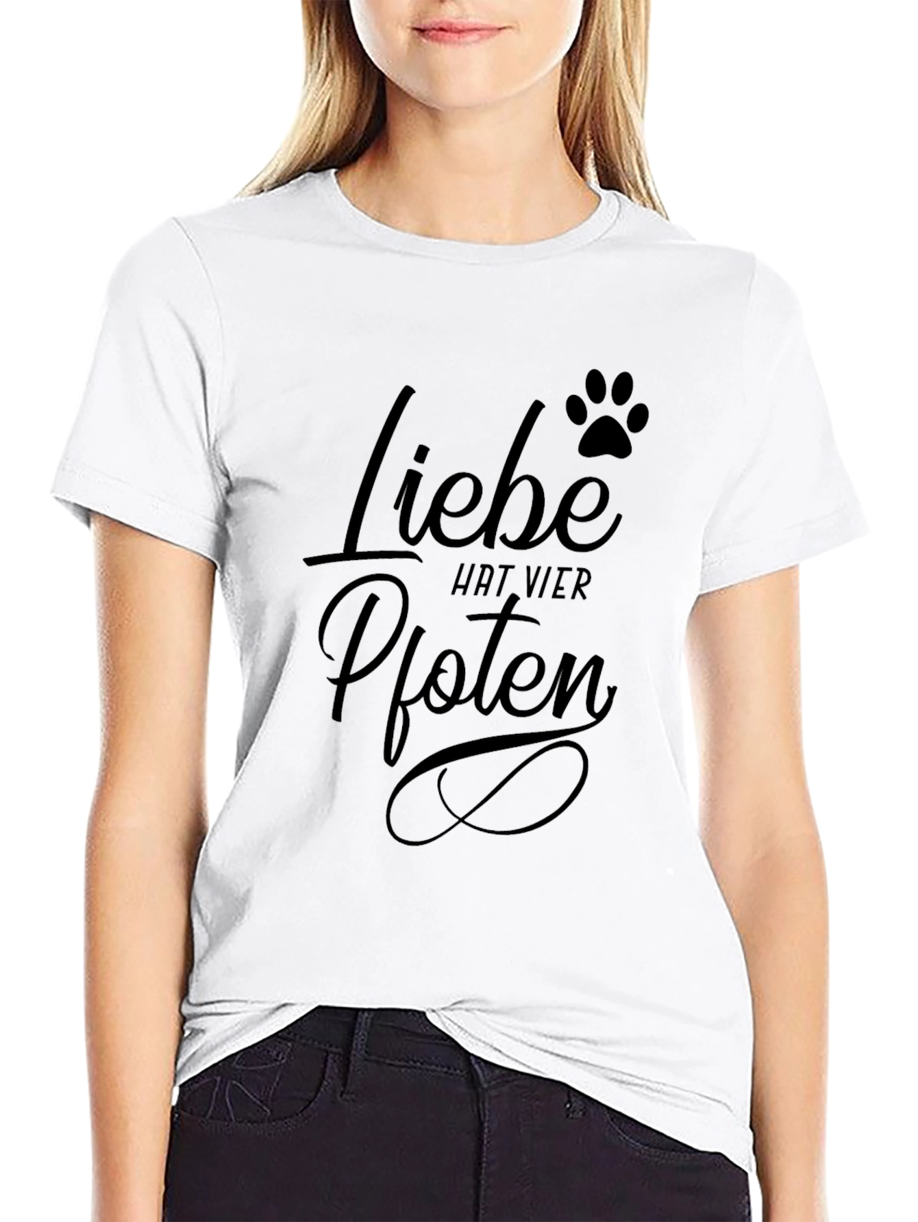 Liebe Hat Vier Pfoten Black Graphic Tee