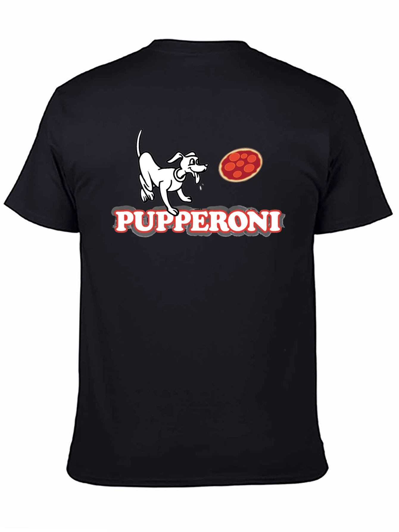 Pupperoni Pizza Dog Graphic Tee - Black