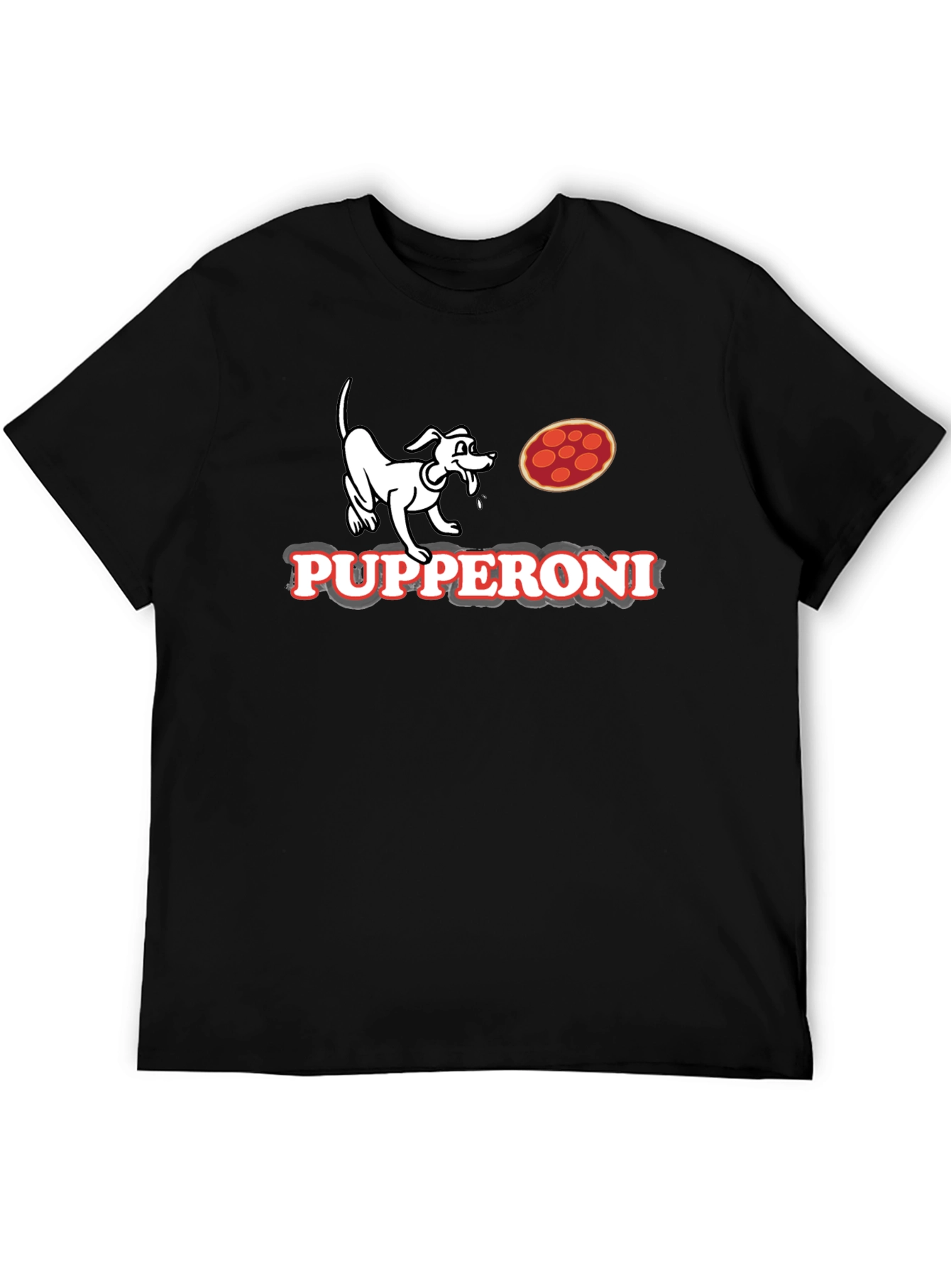 Pupperoni Pizza Dog Graphic Tee - Black