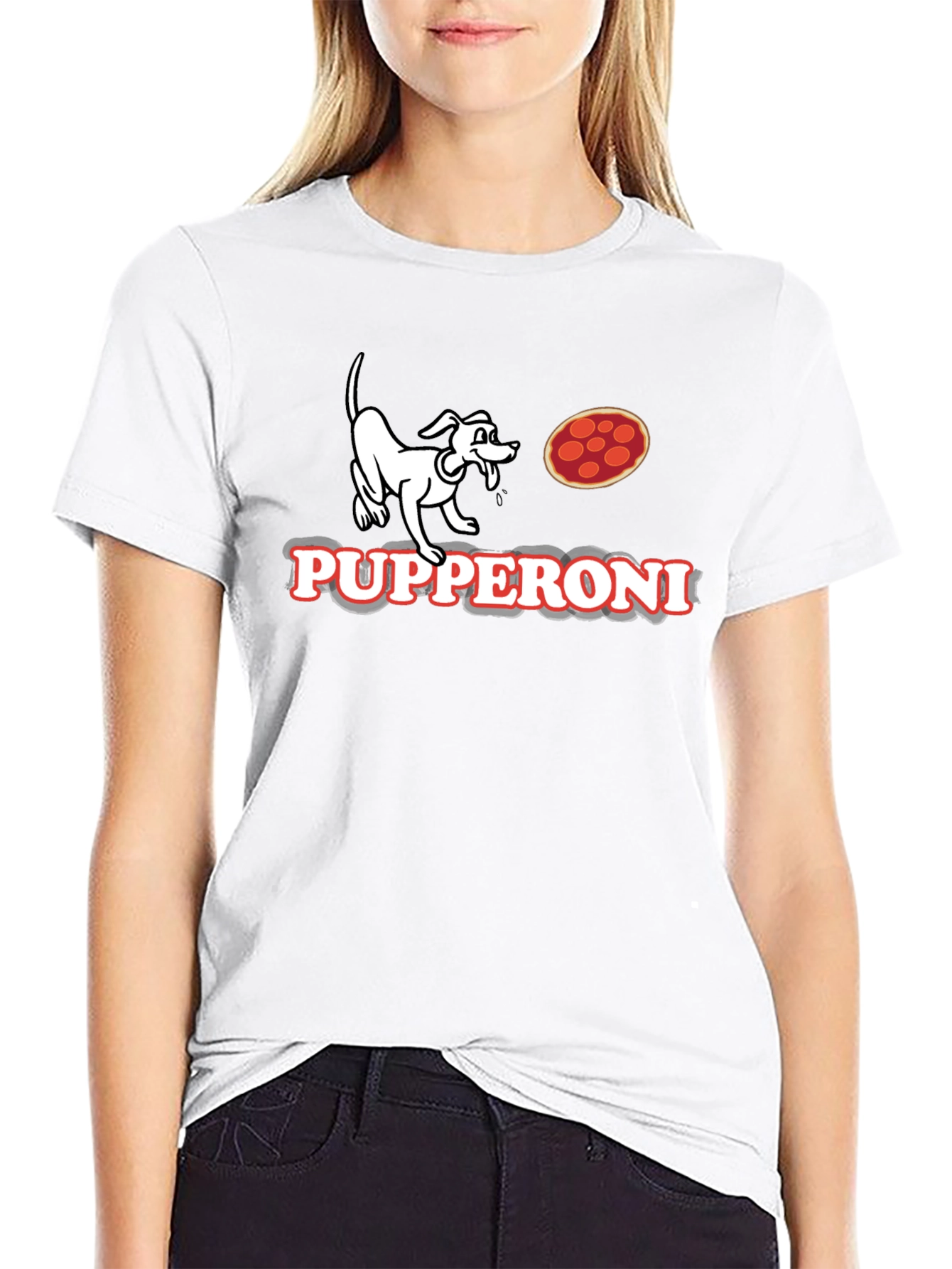 Pupperoni Pizza Dog Graphic Tee - Black