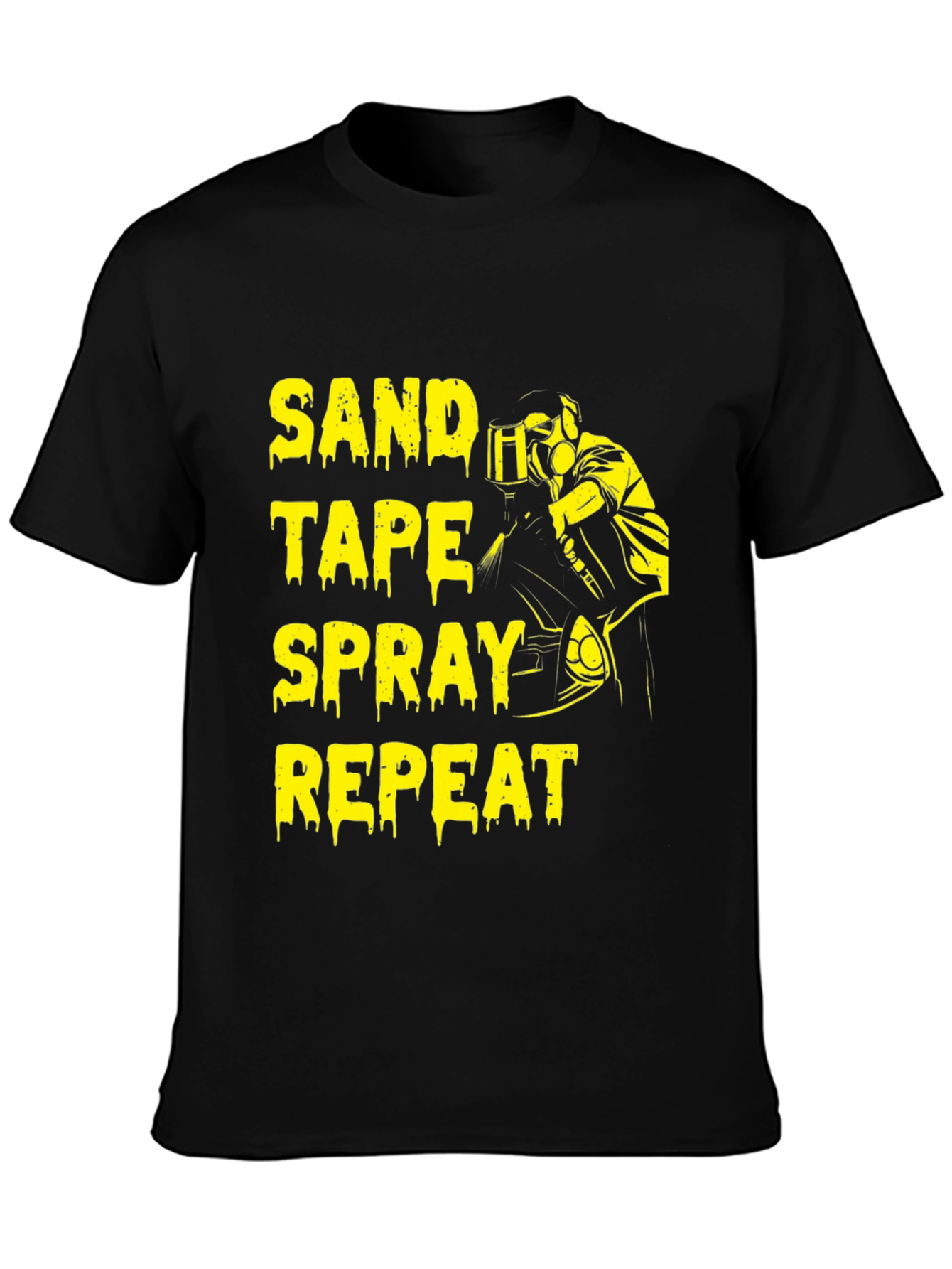 Sand Tape Spray Repeat Graphic Tee - Black T-Shirt