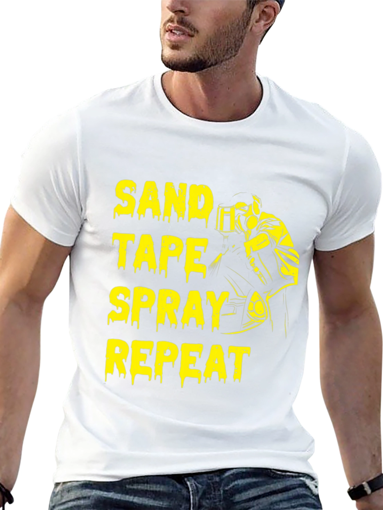 Sand Tape Spray Repeat Graphic Tee - Black T-Shirt