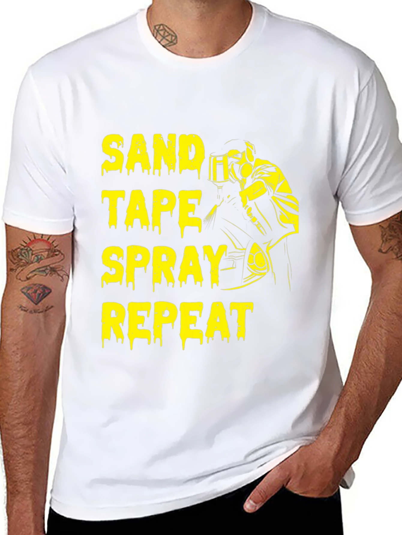 Sand Tape Spray Repeat Graphic Tee - Black T-Shirt