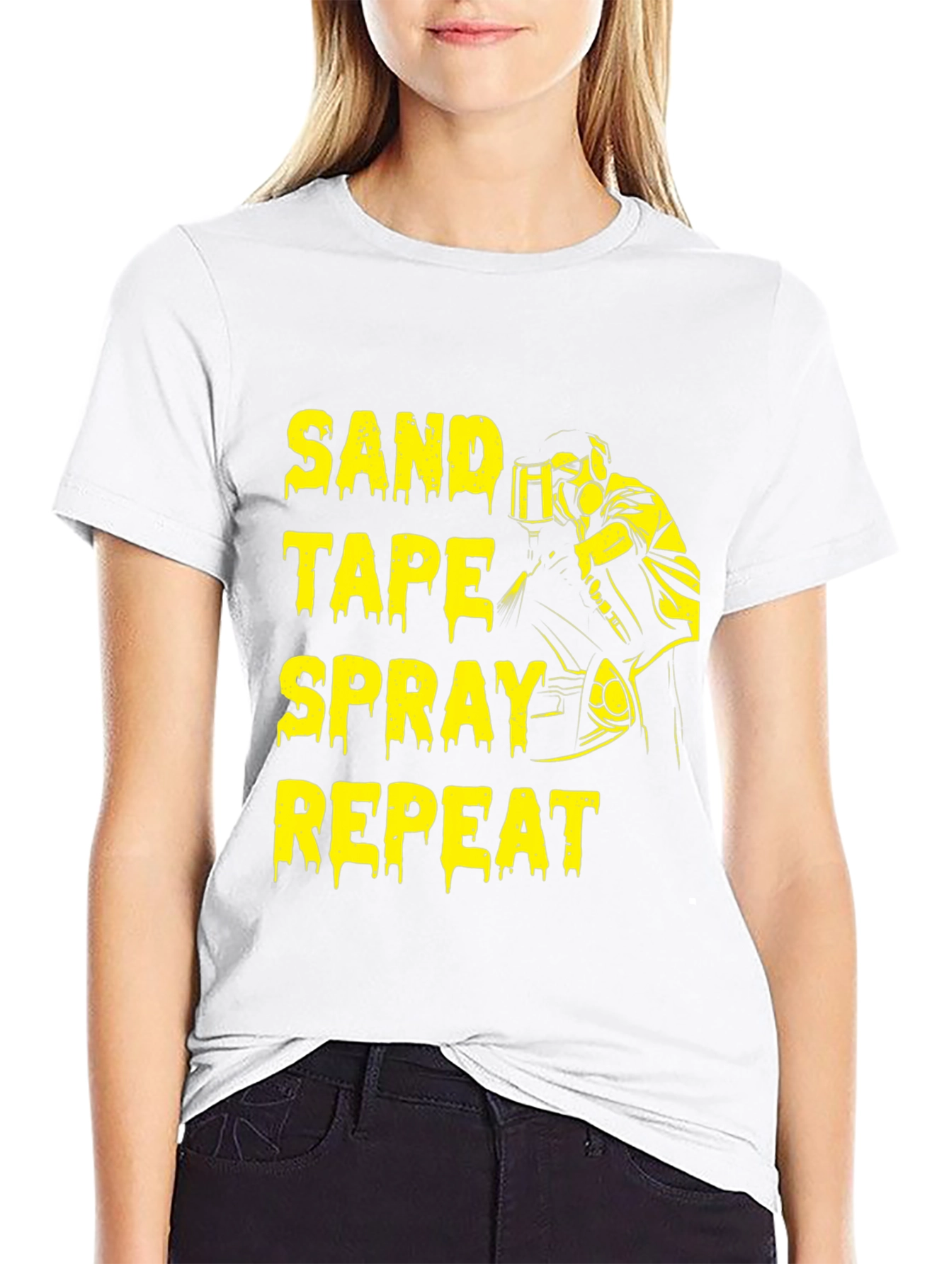 Sand Tape Spray Repeat Graphic Tee - Black T-Shirt