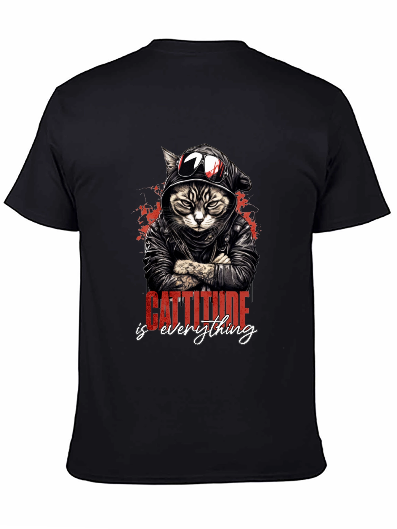 Cool Cat Attitude Graphic T-Shirt