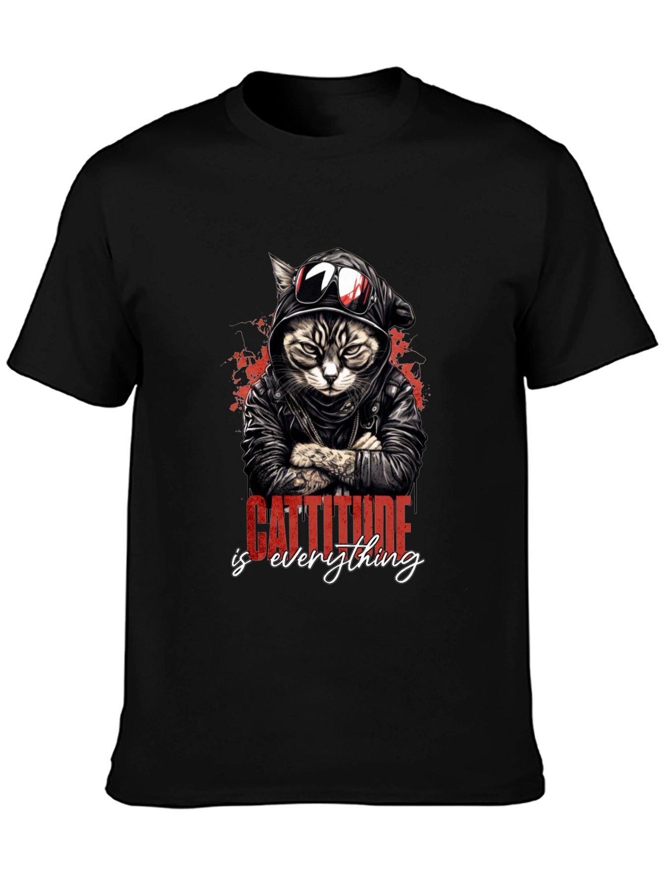 Cool Cat Attitude Graphic T-Shirt