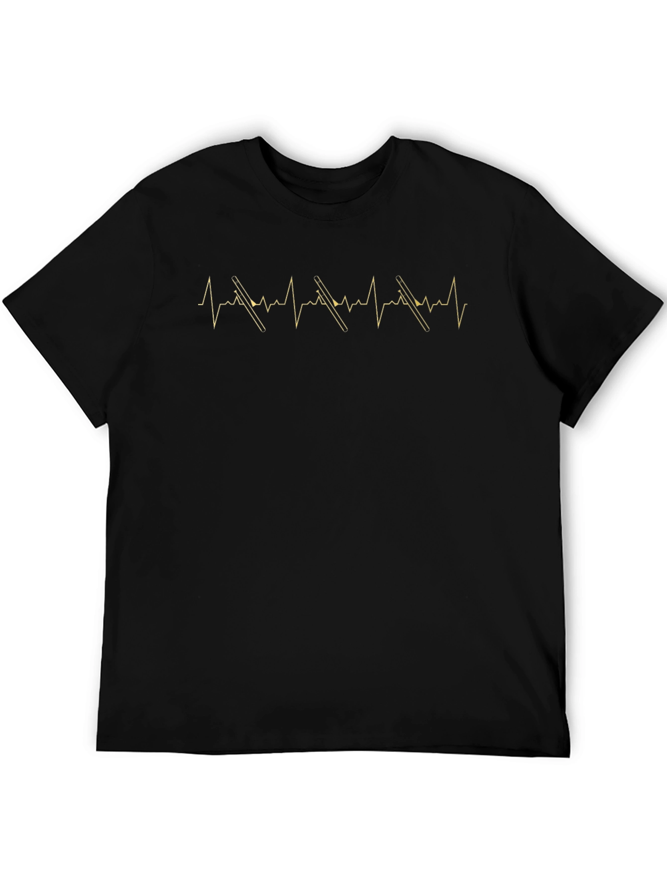 Skiing Heartbeat Graphic Tee - Black