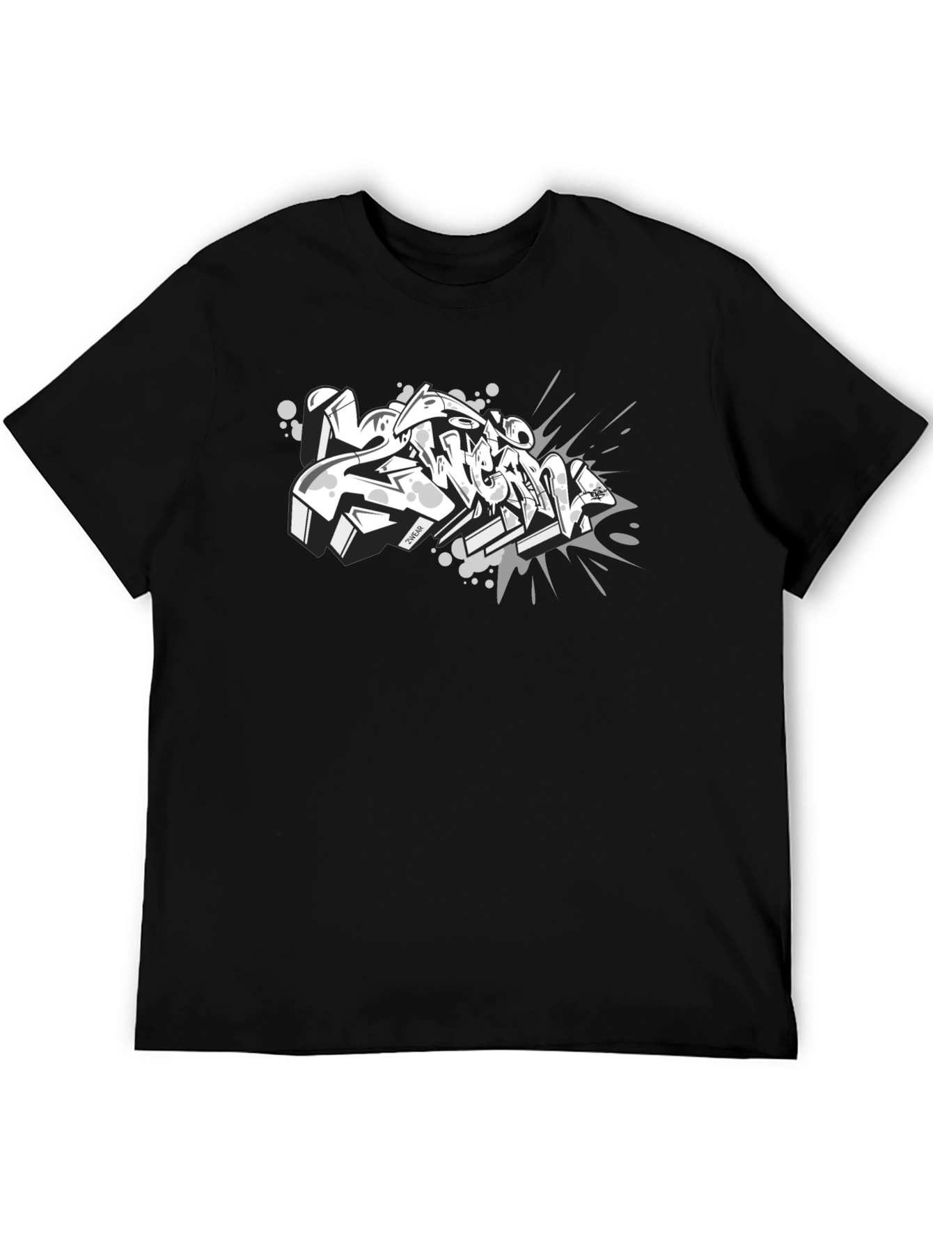 Black Graphic Tee - Urban Graffiti Design