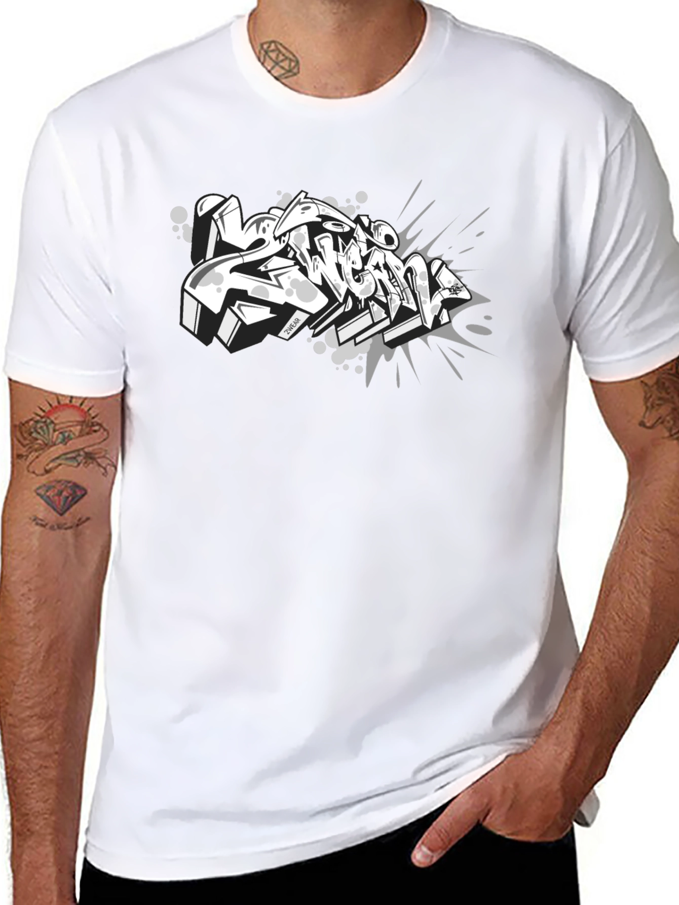 Black Graphic Tee - Urban Graffiti Design