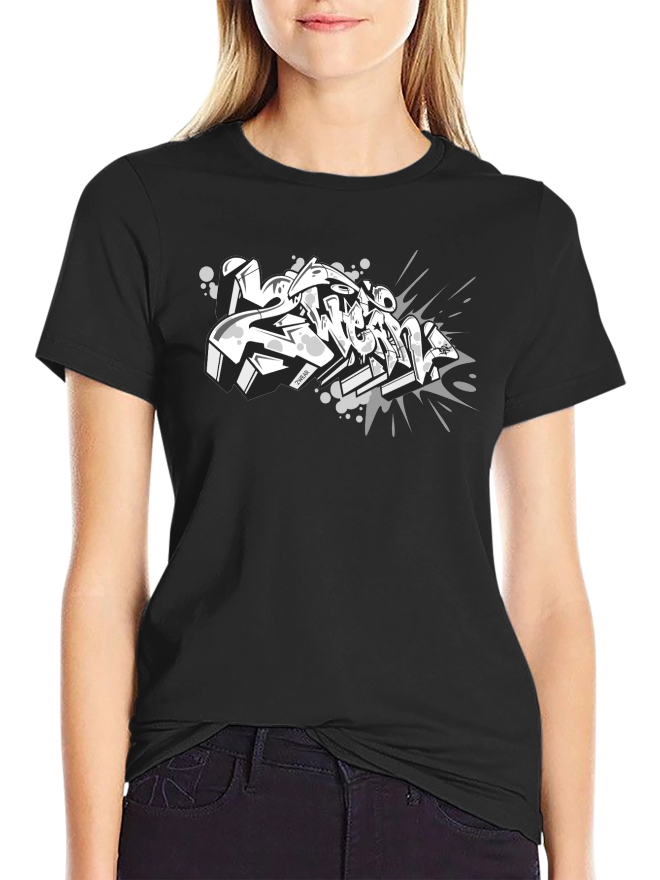 Black Graphic Tee - Urban Graffiti Design