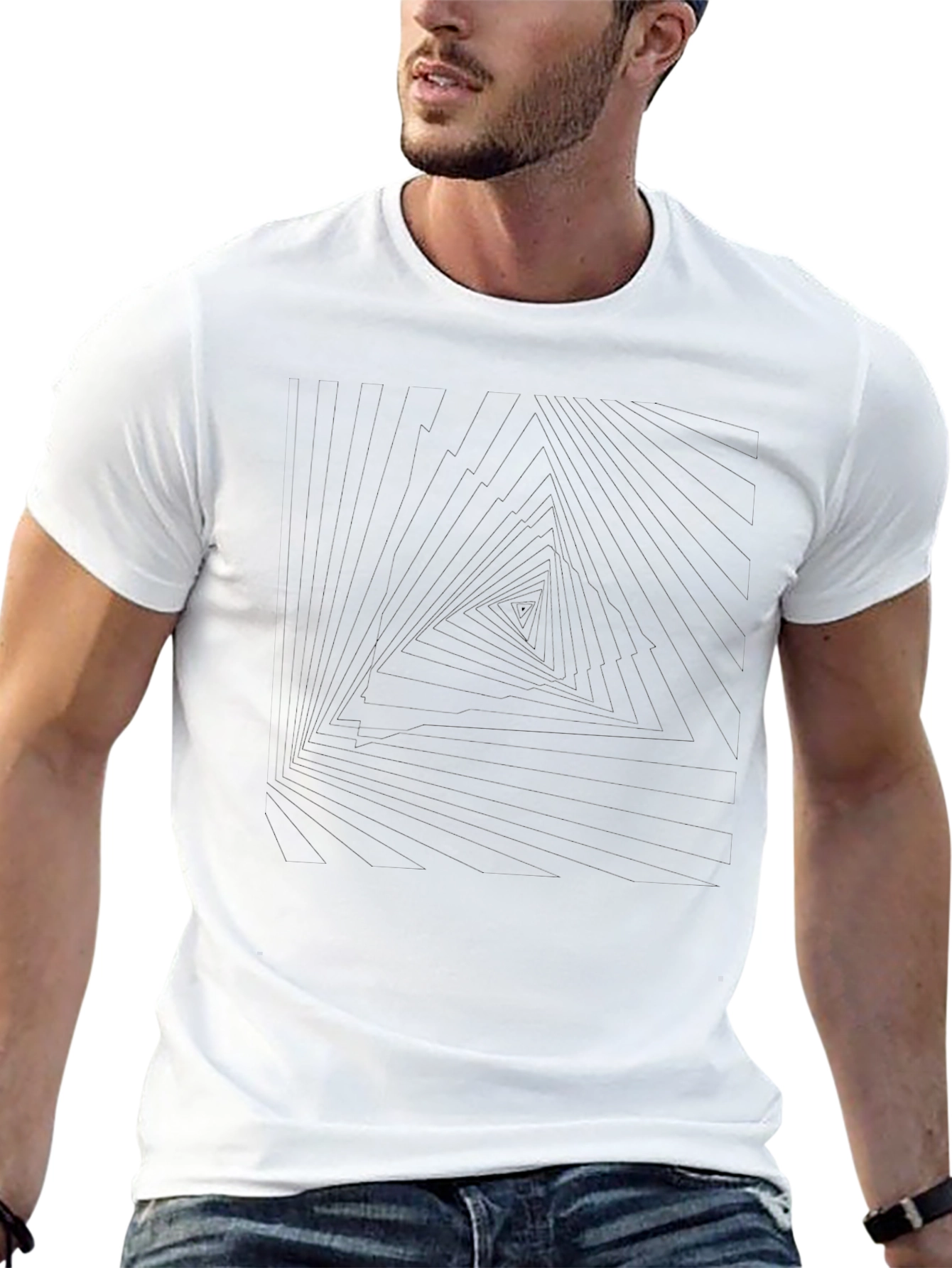 Abstract Triangle Graphic Tee - Mens Black T-Shirt