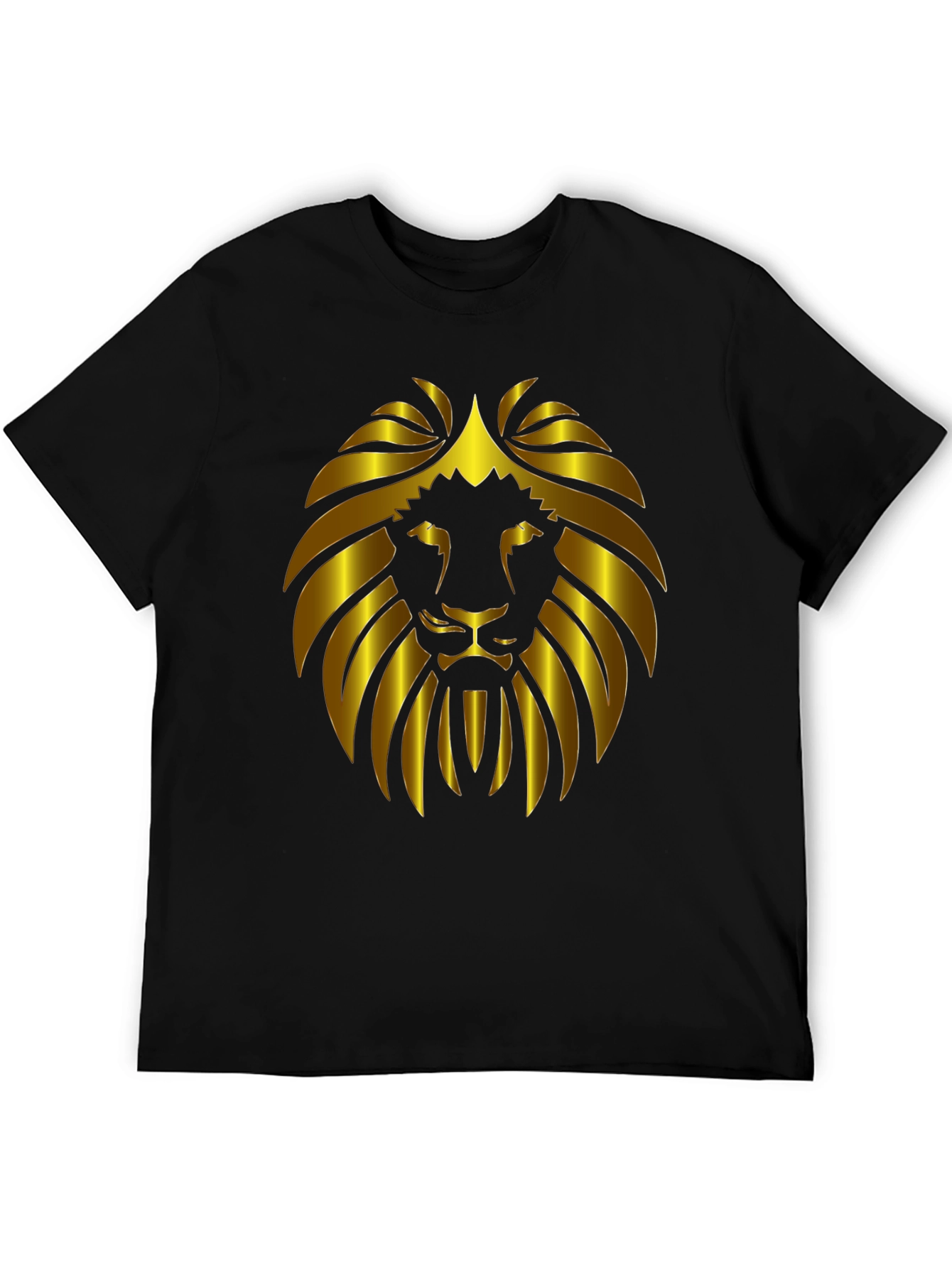 Lion Head Graphic Tee - Bold Gold Design