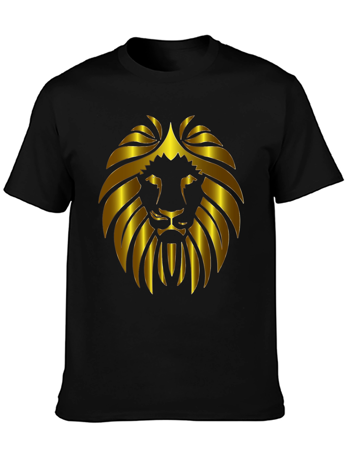 Lion Head Graphic Tee - Bold Gold Design