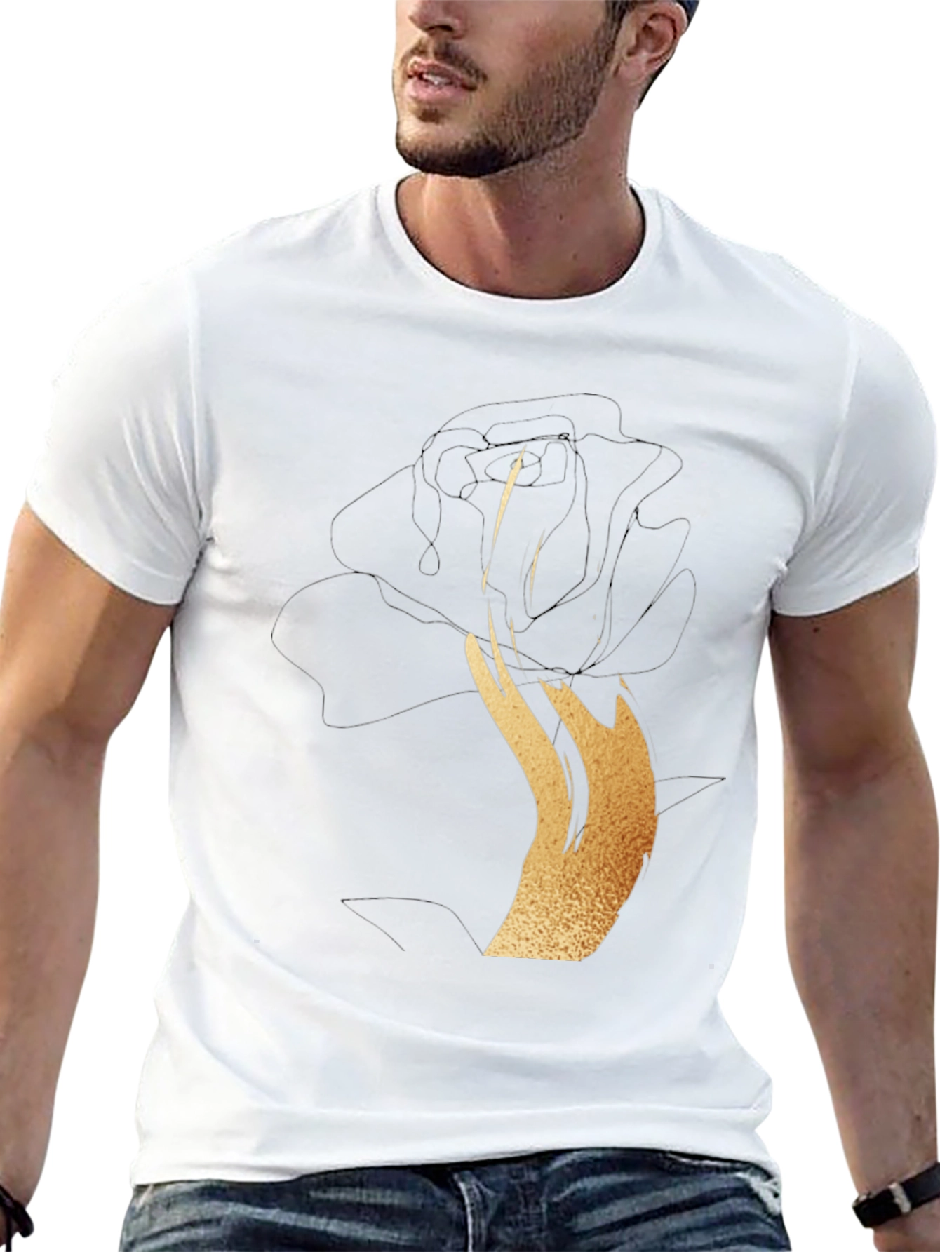 Black Rose Gold Graphic T-Shirt