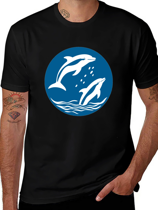 Dolphin Graphic Print Crew Neck T-Shirt