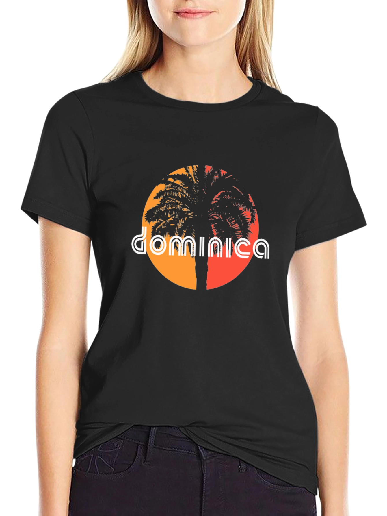 Dominica Palm Tree Sunset Graphic Tee