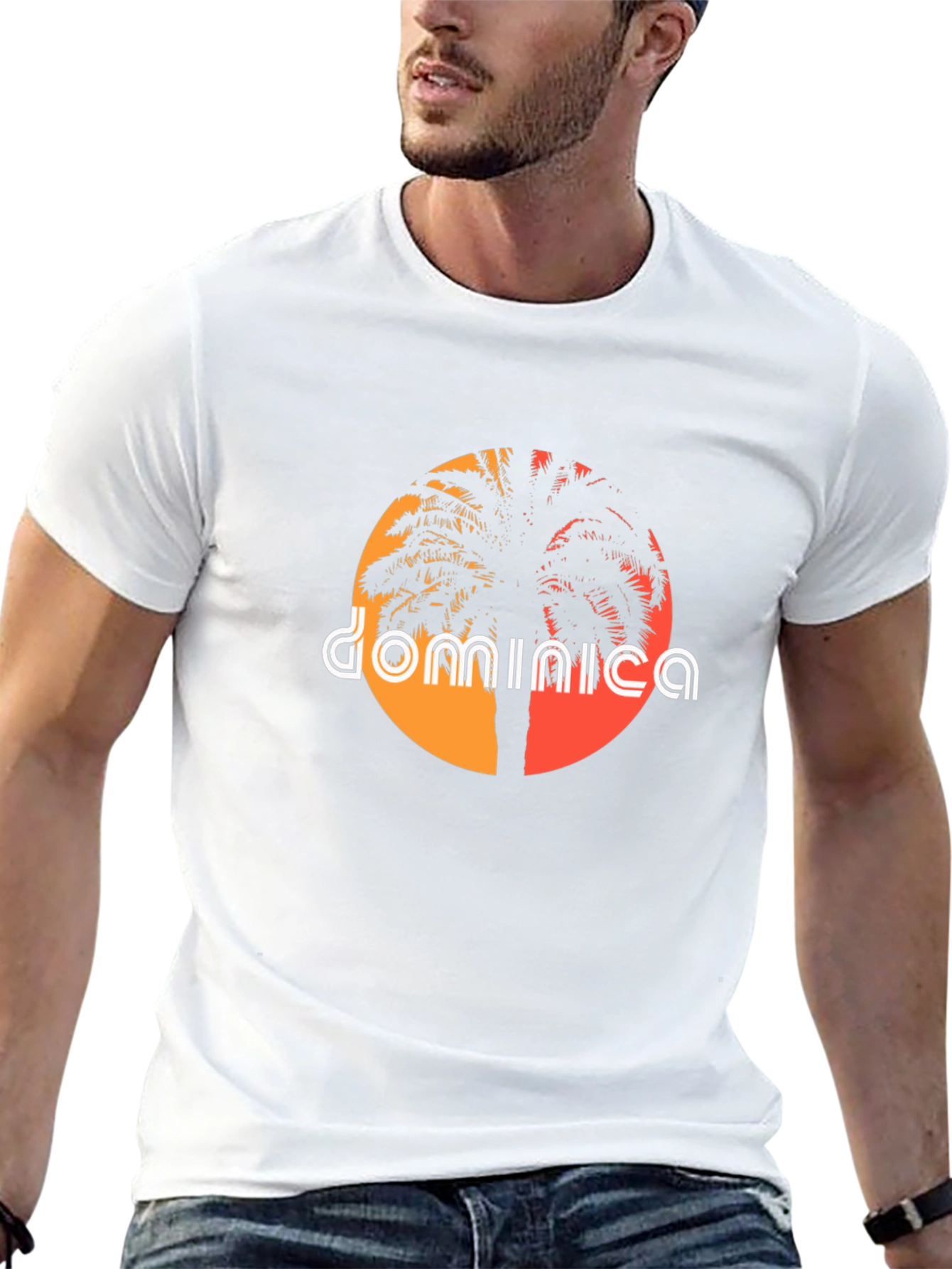 Dominica Palm Tree Sunset Graphic Tee