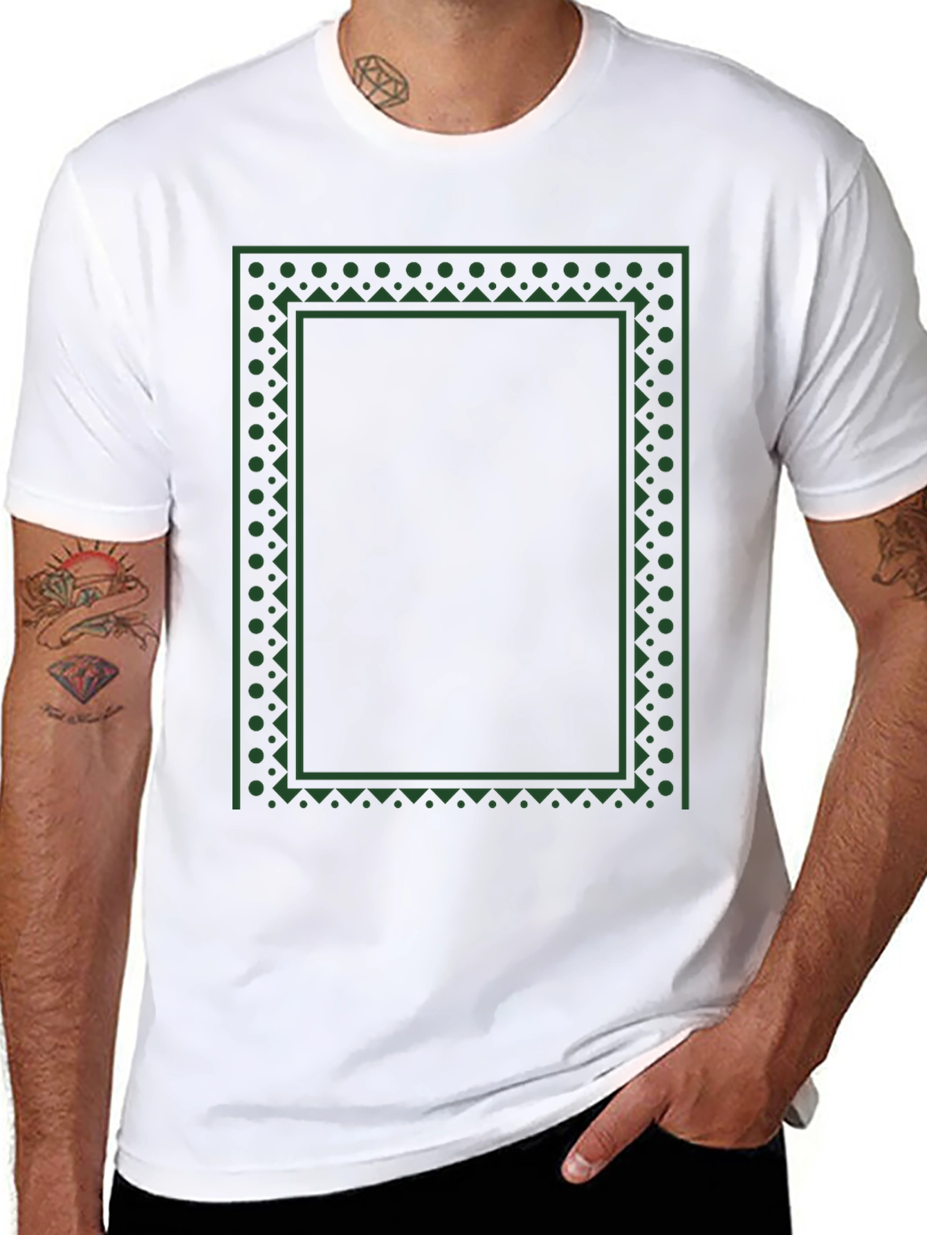 Geometric Border T-Shirt - Modern Style