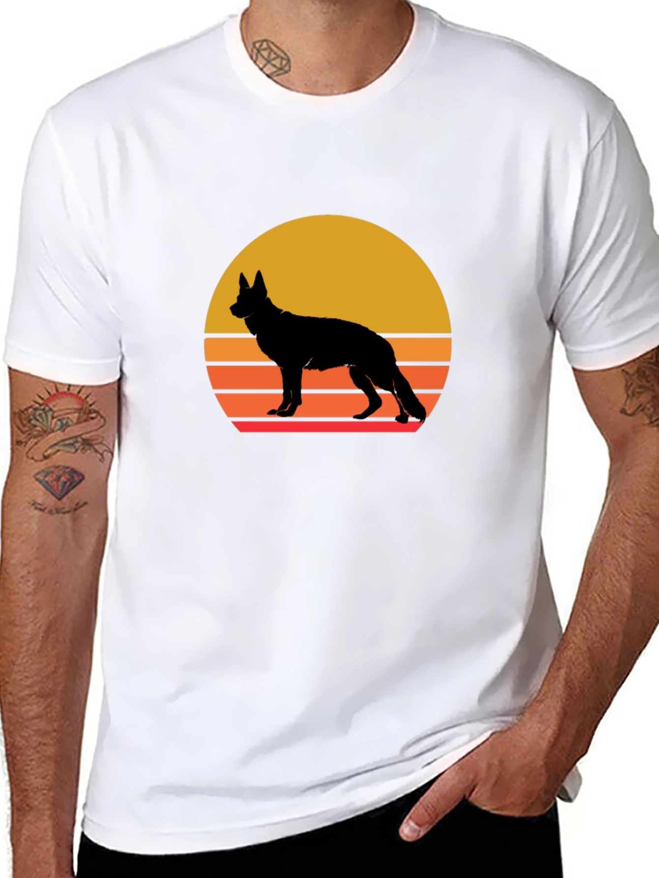 Retro German Shepherd Silhouette T-Shirt