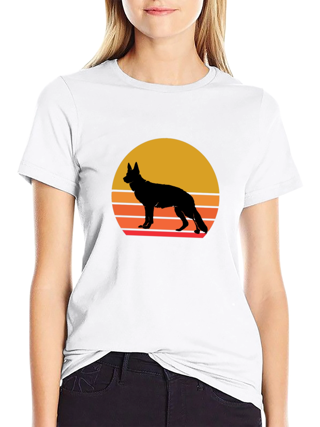 Retro German Shepherd Silhouette T-Shirt