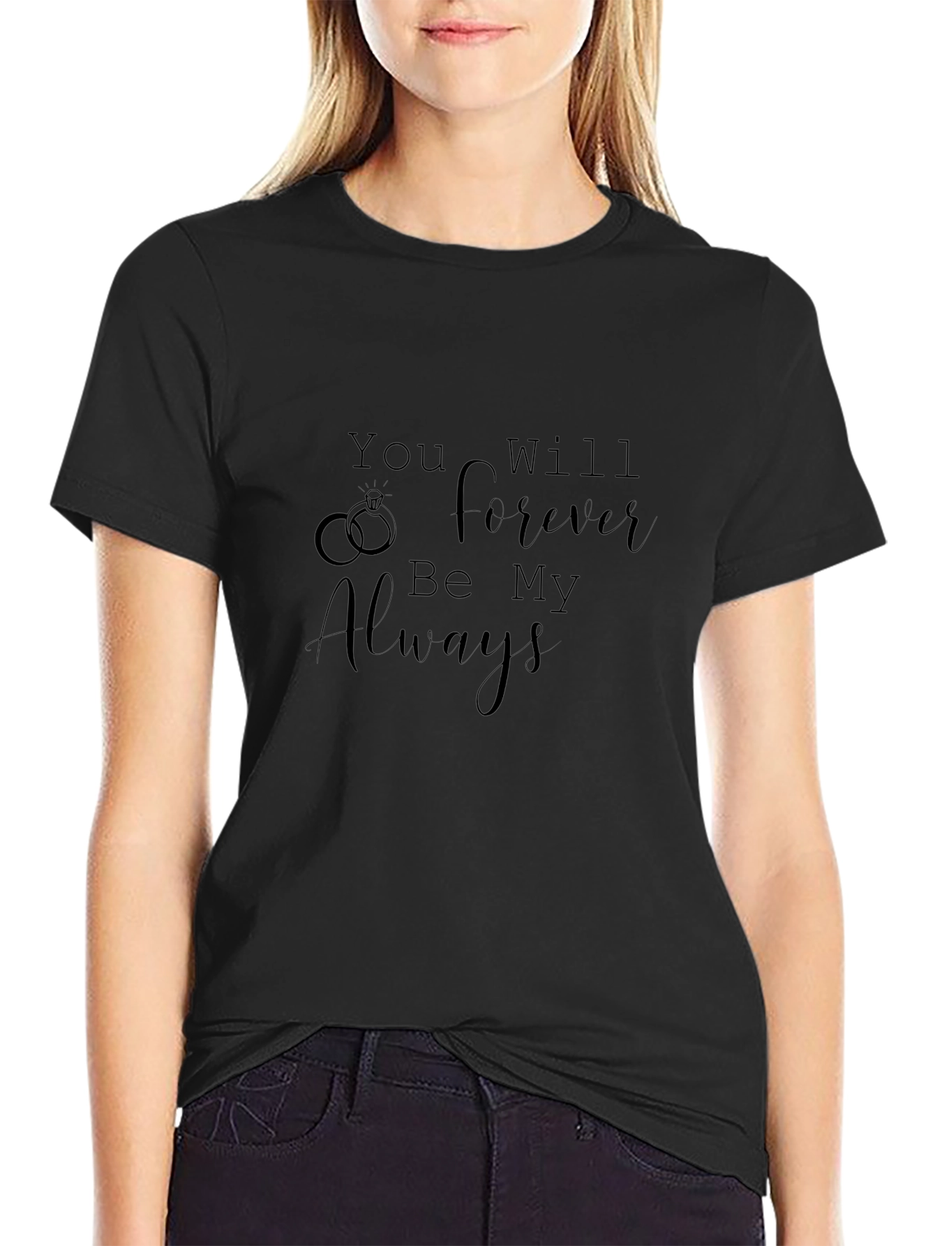 Forever Always Black T-Shirt - Romantic Wedding Design