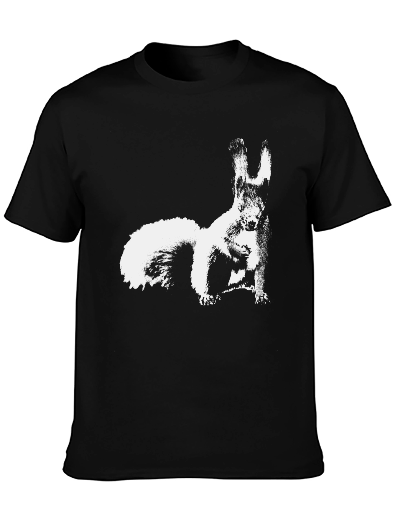 Squirrel Graphic Print Black T-Shirt