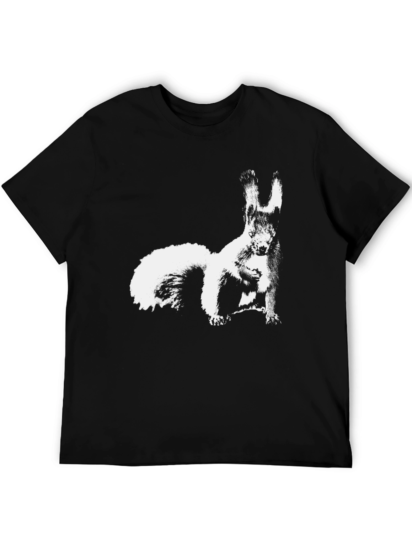 Squirrel Graphic Print Black T-Shirt