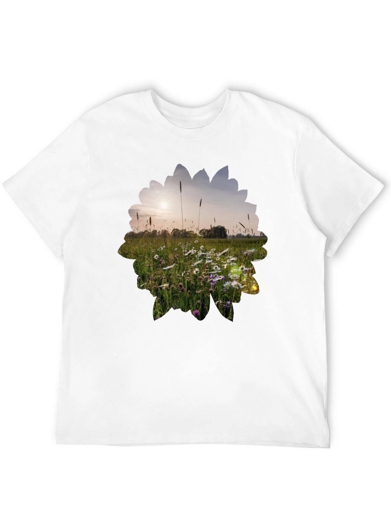 Nature Meadow Graphic Black T-Shirt