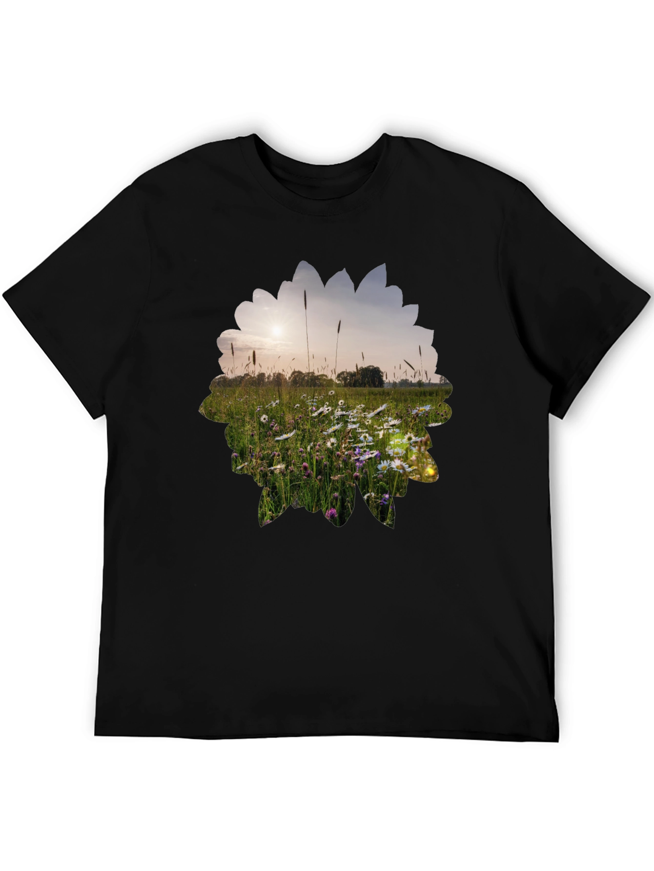 Nature Meadow Graphic Black T-Shirt