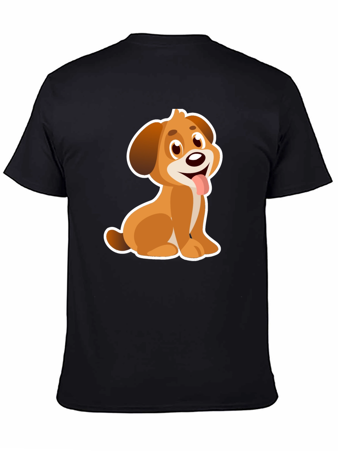 Cute Cartoon Dog T-Shirt - Black