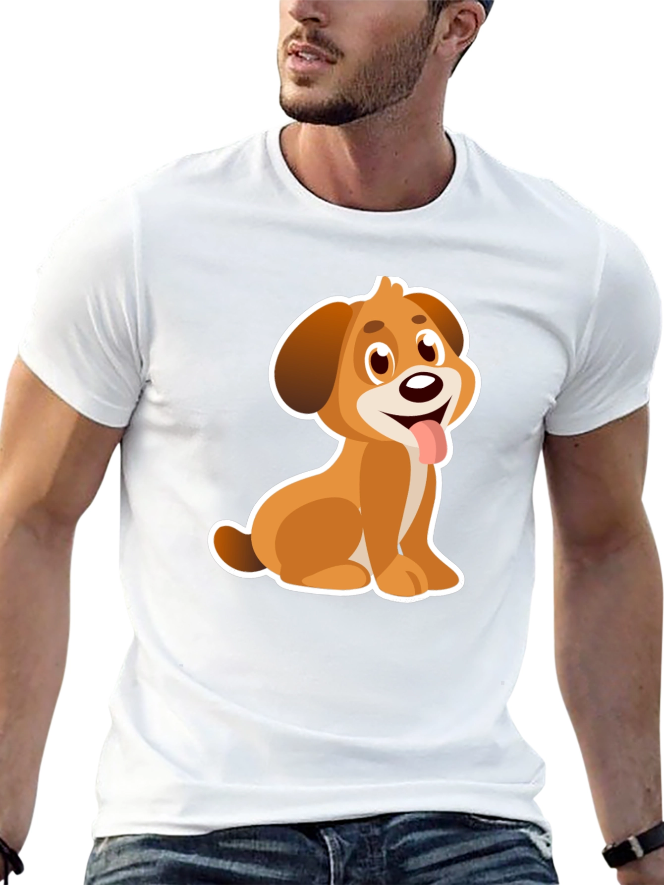Cute Cartoon Dog T-Shirt - Black