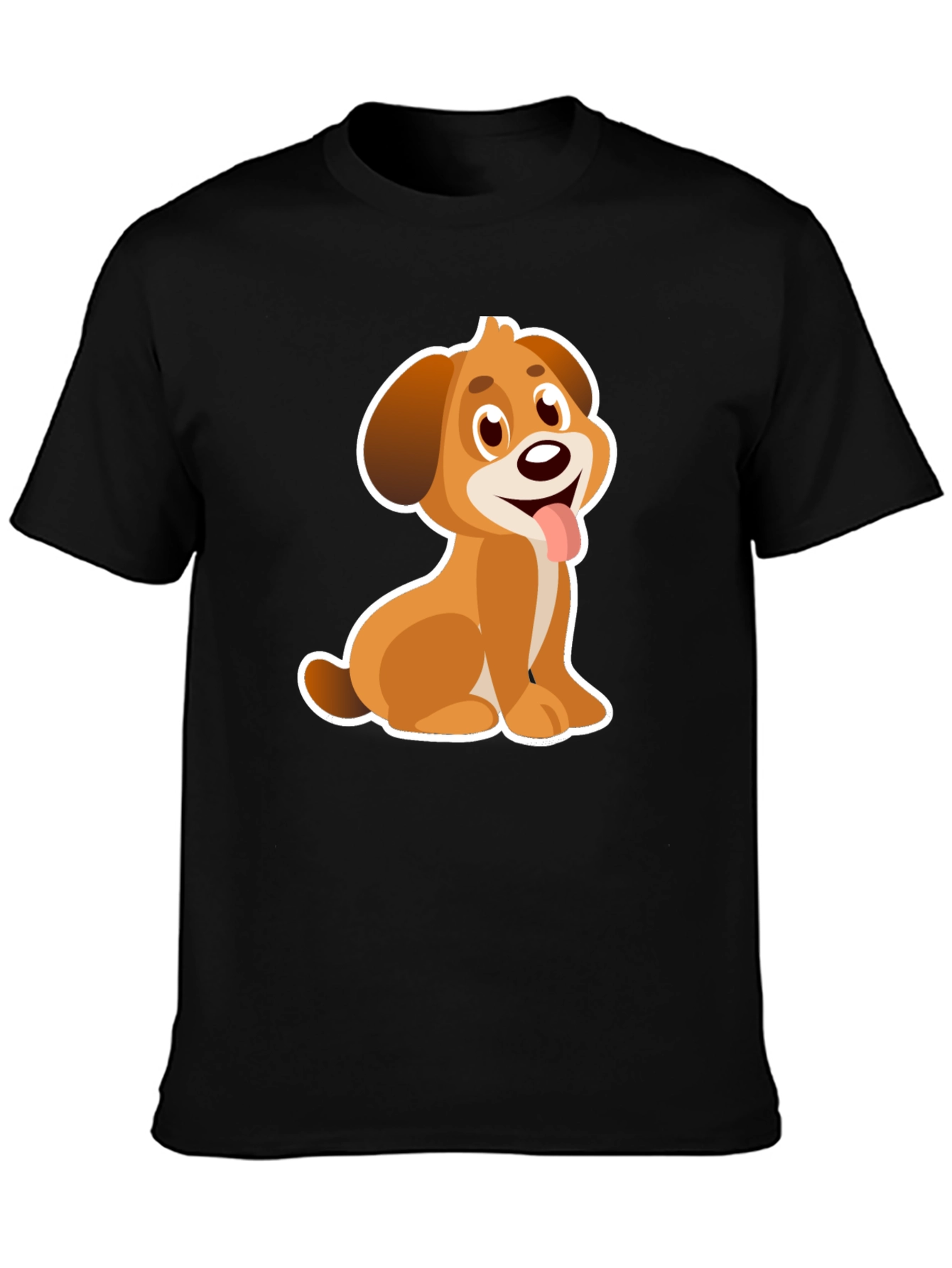 Cute Cartoon Dog T-Shirt - Black
