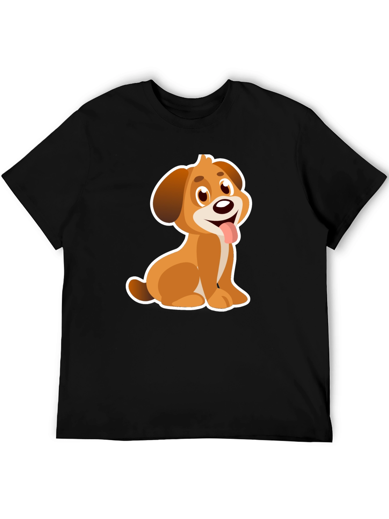 Cute Cartoon Dog T-Shirt - Black