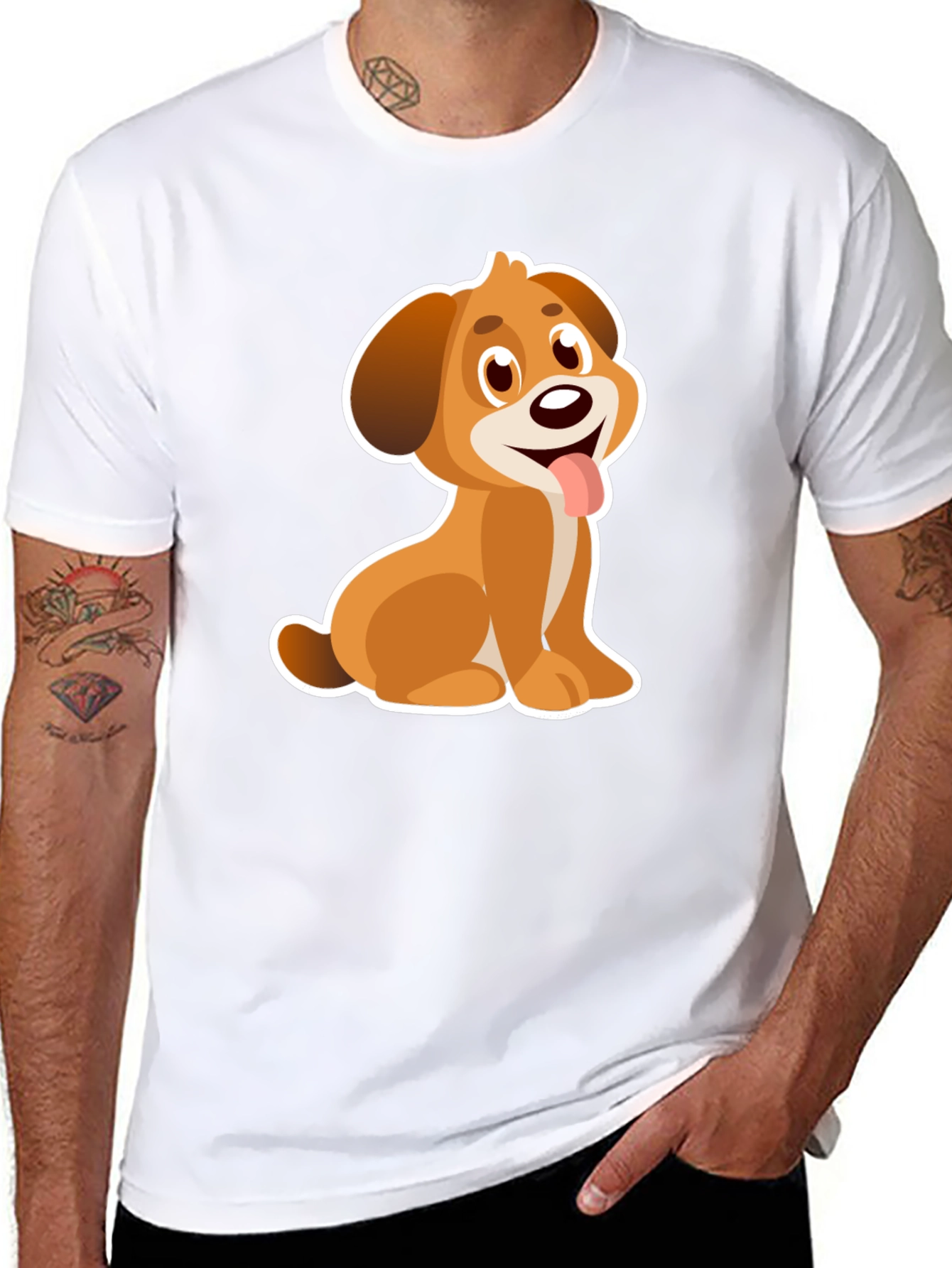 Cute Cartoon Dog T-Shirt - Black