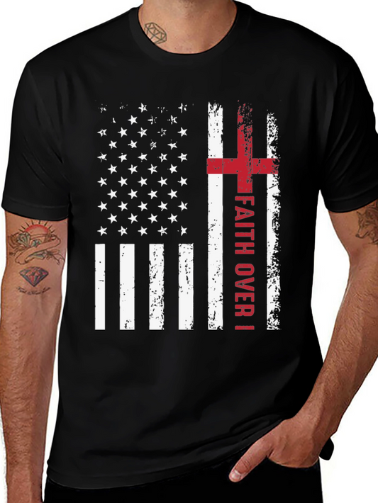 Faith Over Flag T-Shirt Christian Patriotic USA Flag