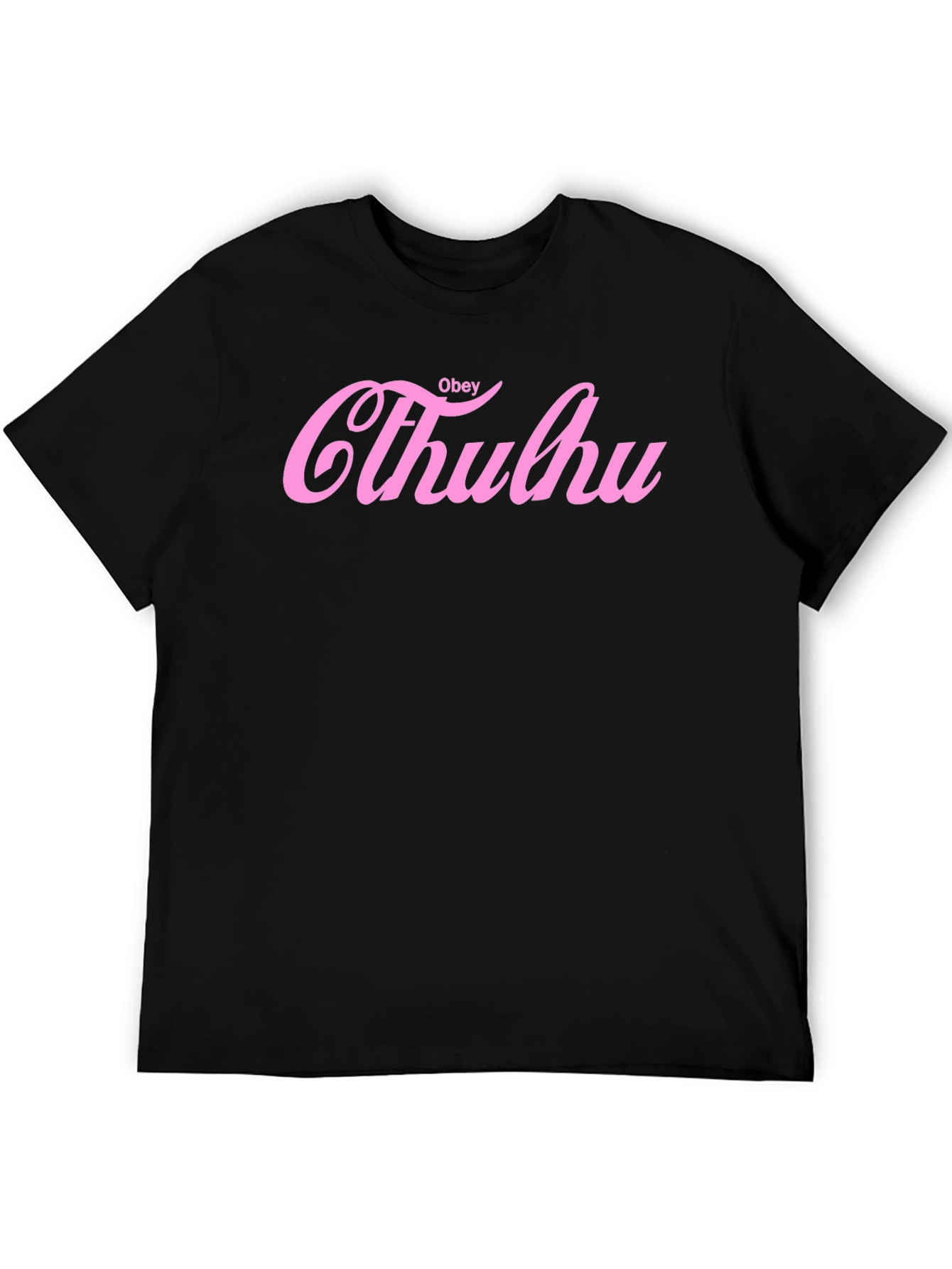 Obey Cthulhu Pink Print Black T-Shirt