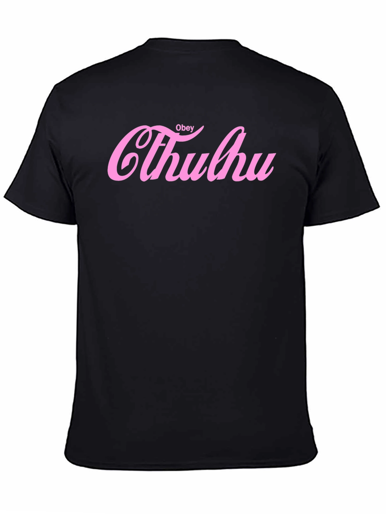 Obey Cthulhu Pink Print Black T-Shirt