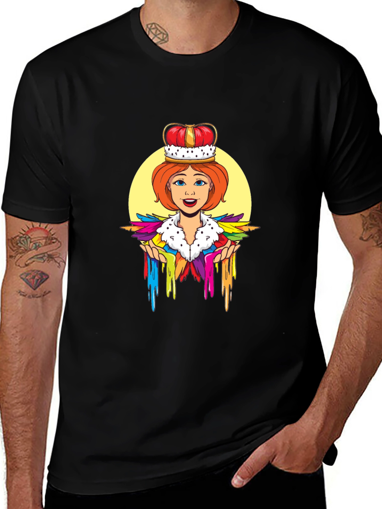 Queen Cartoon Graphic Black T-Shirt