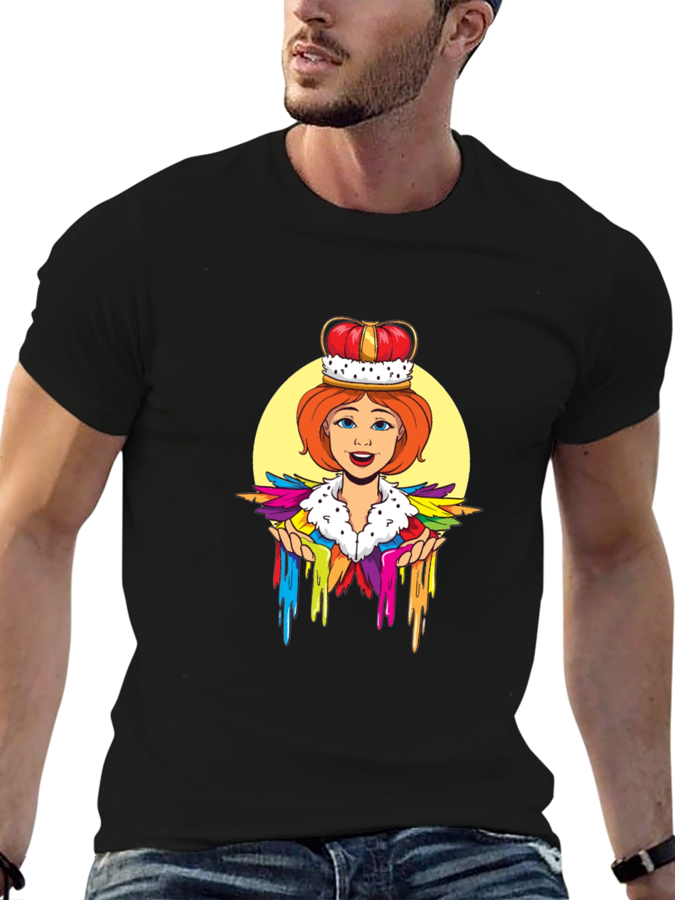 Queen Cartoon Graphic Black T-Shirt