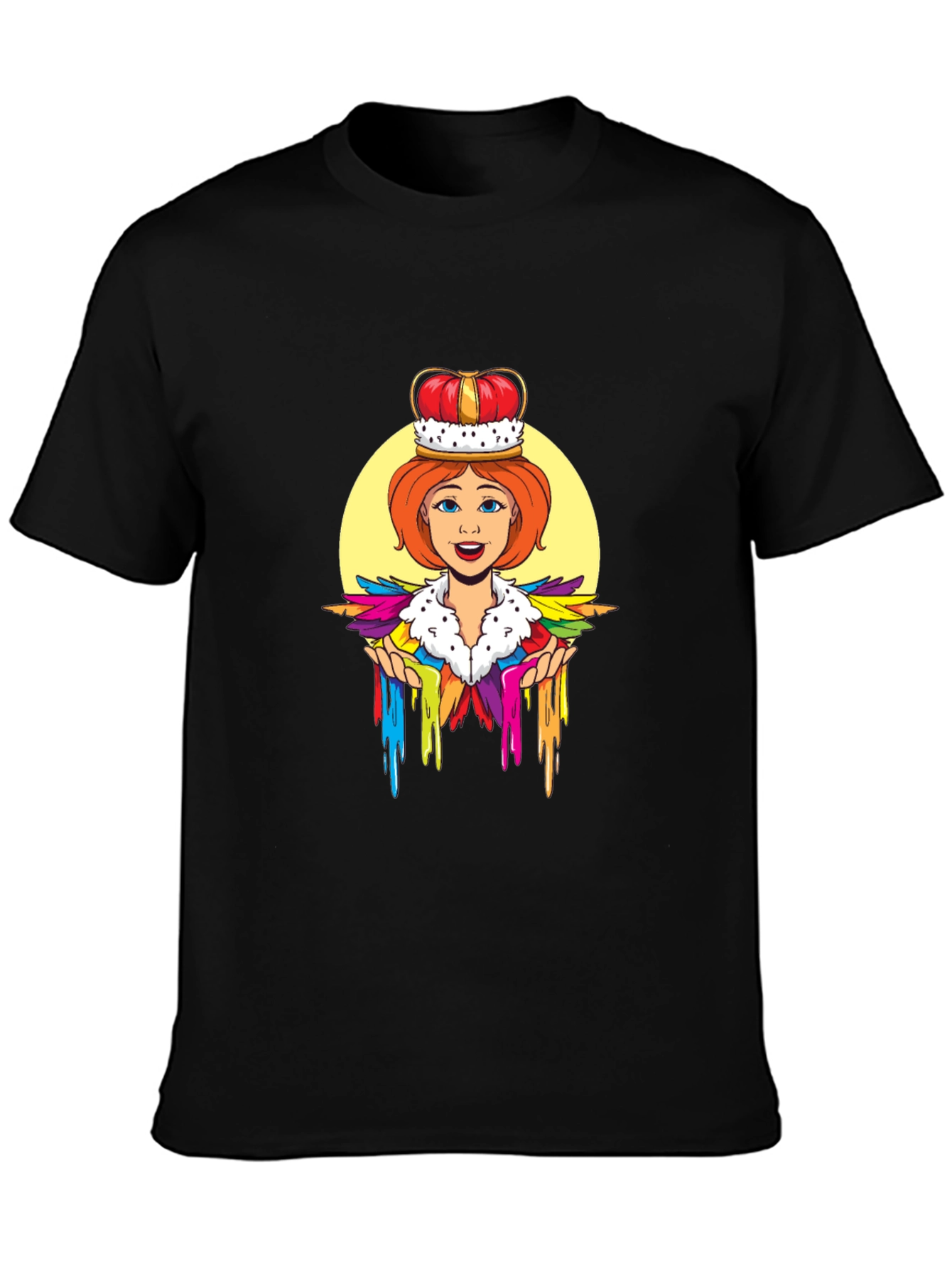 Queen Cartoon Graphic Black T-Shirt