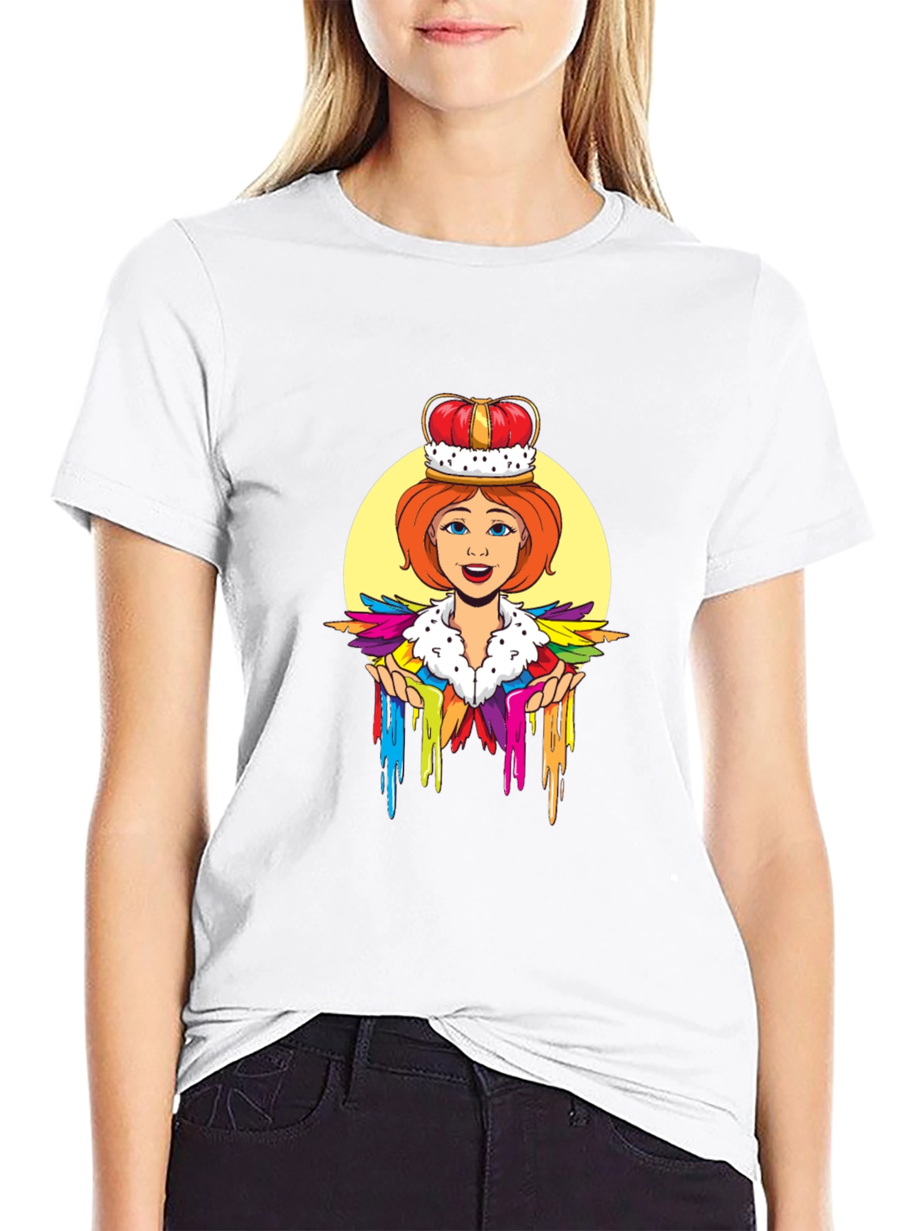 Queen Cartoon Graphic Black T-Shirt