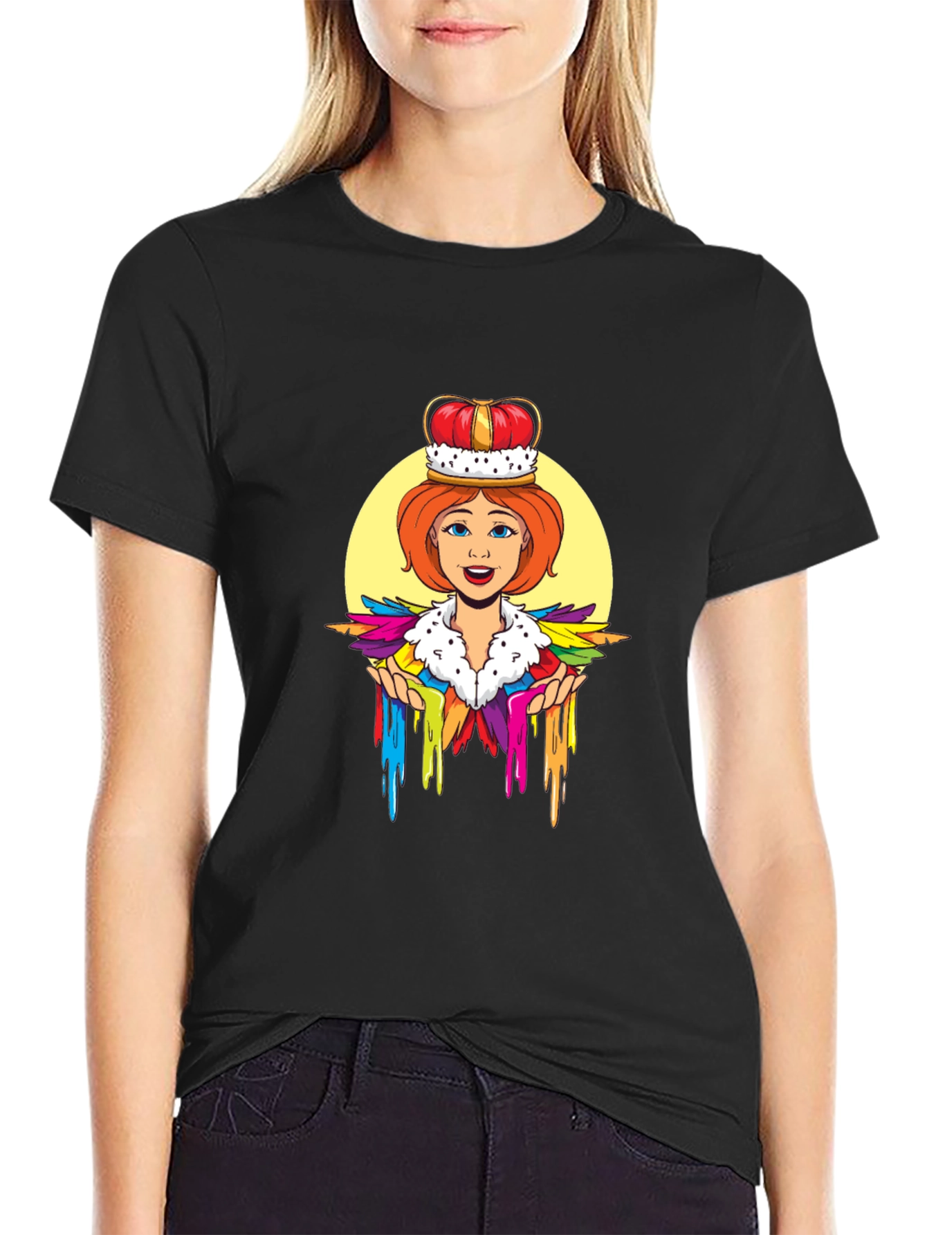 Queen Cartoon Graphic Black T-Shirt