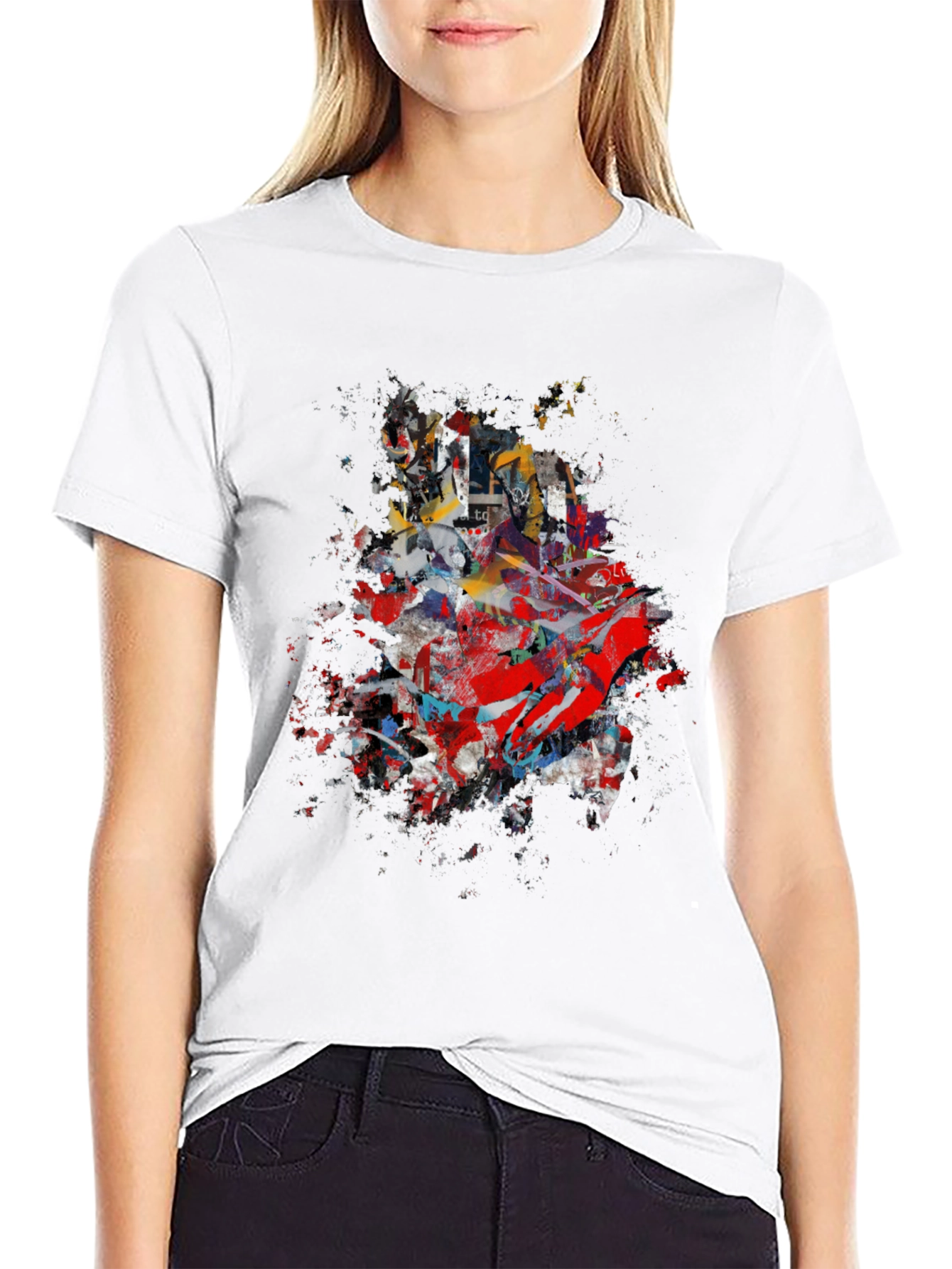Abstract Splatter Graphic Black T-Shirt