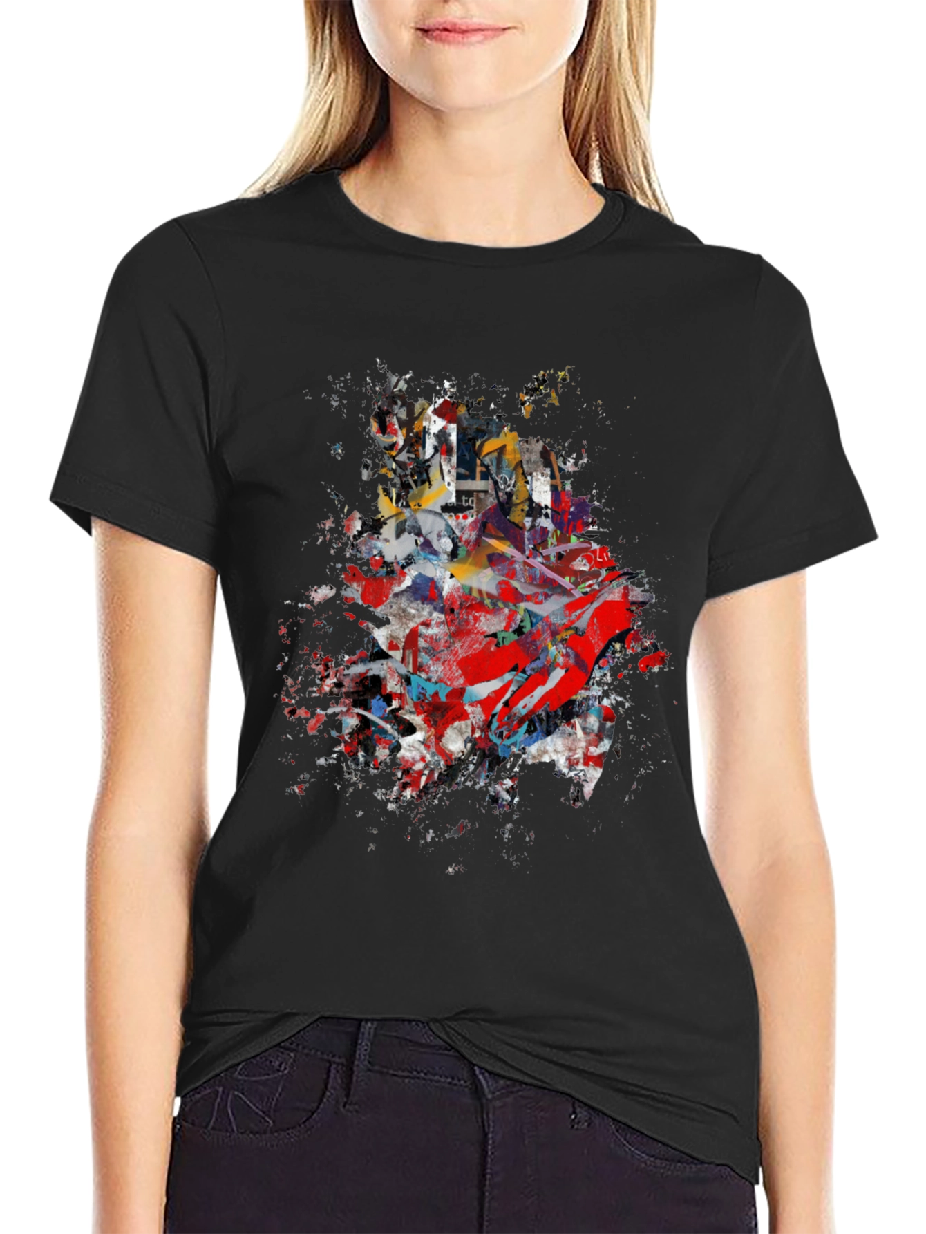 Abstract Splatter Graphic Black T-Shirt