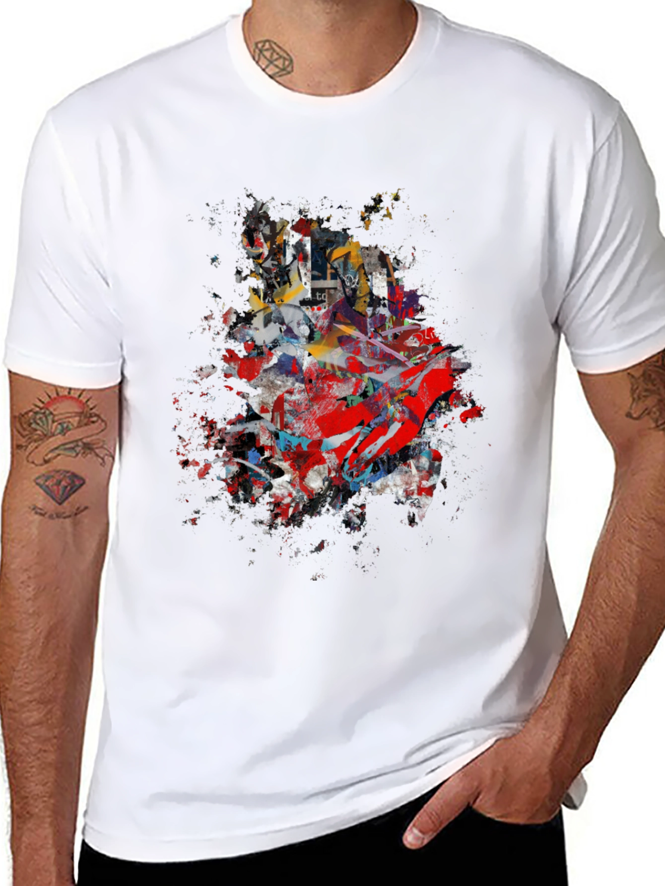 Abstract Splatter Graphic Black T-Shirt