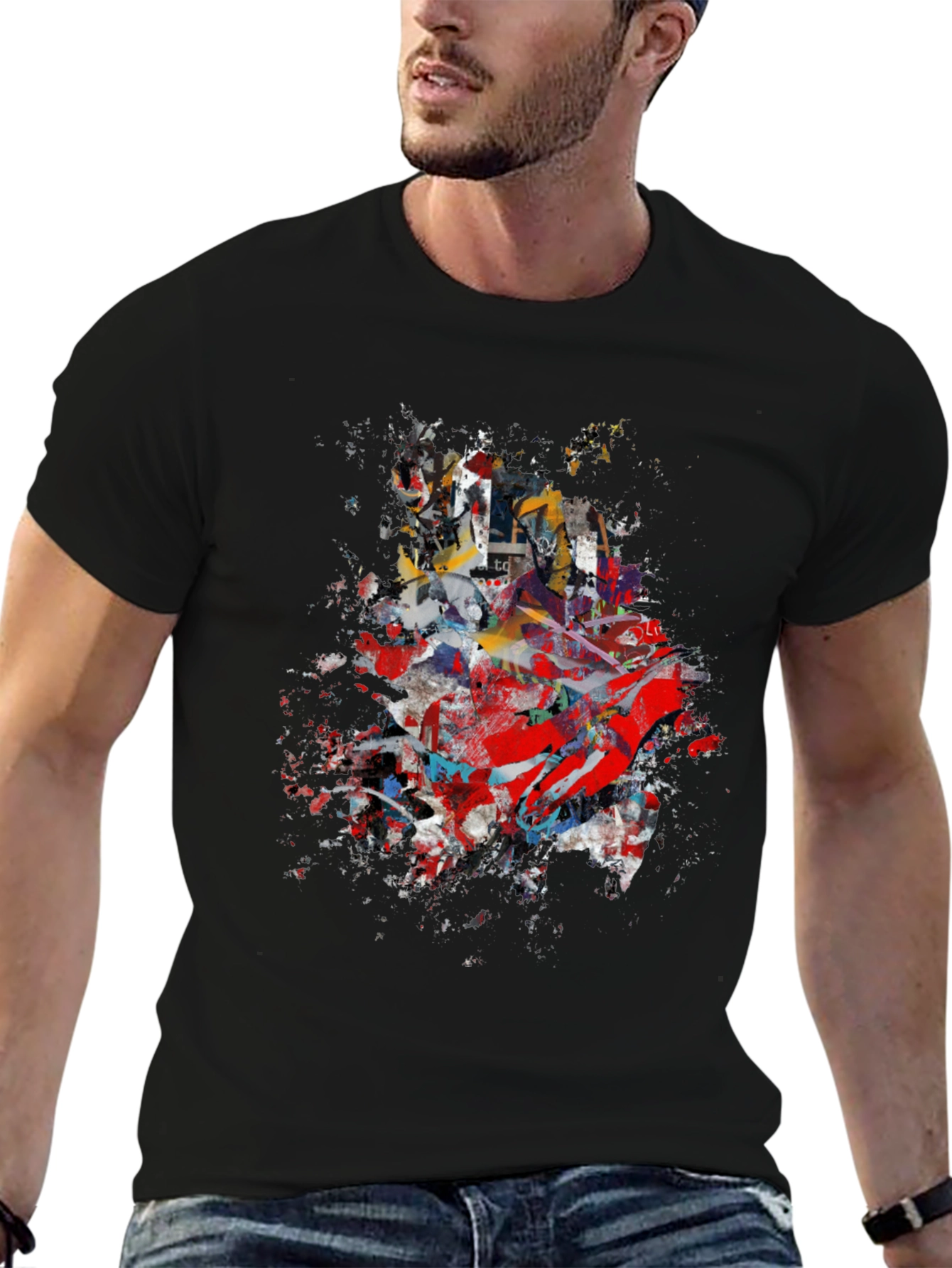 Abstract Splatter Graphic Black T-Shirt