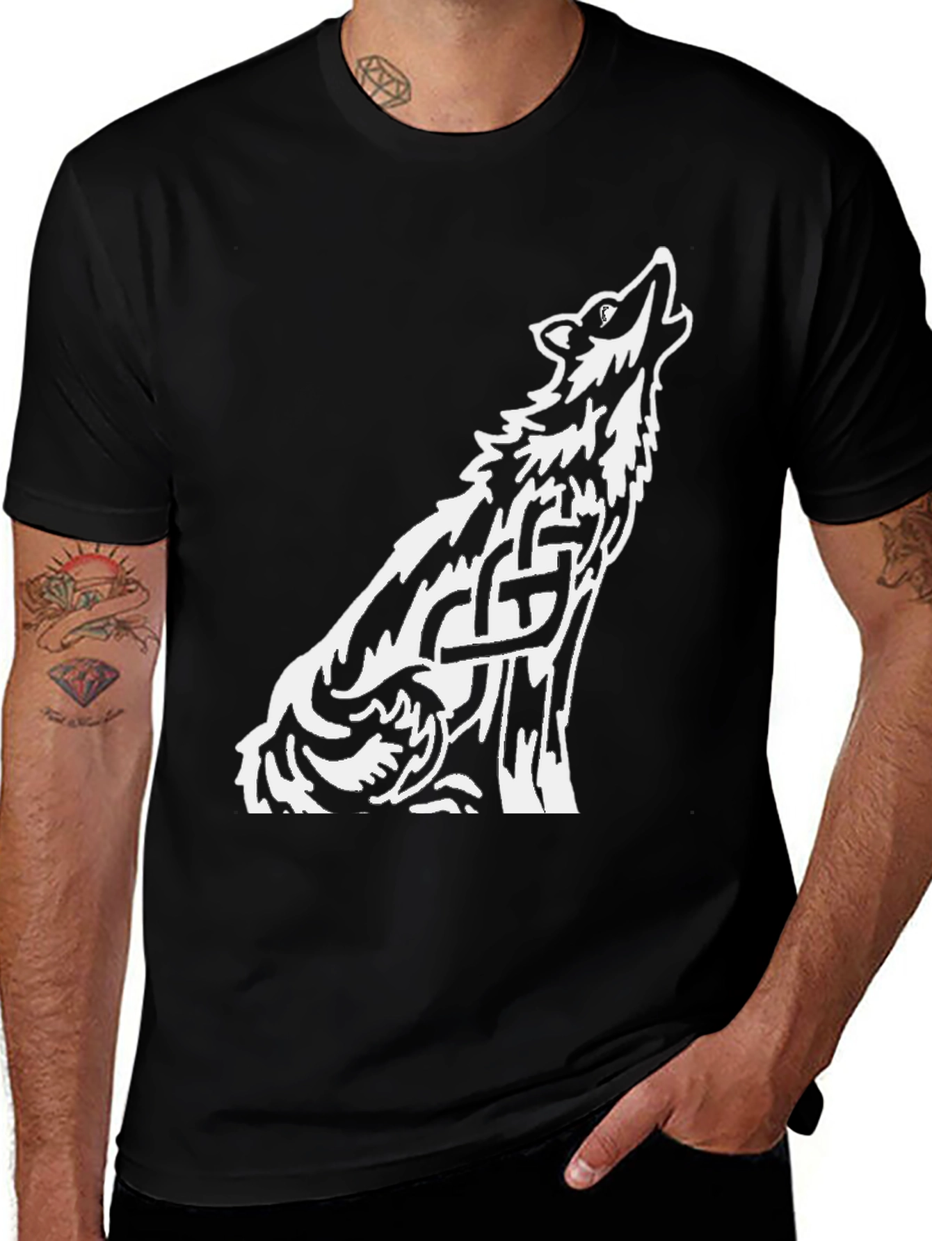 Wolf Celtic Knot Black T-Shirt